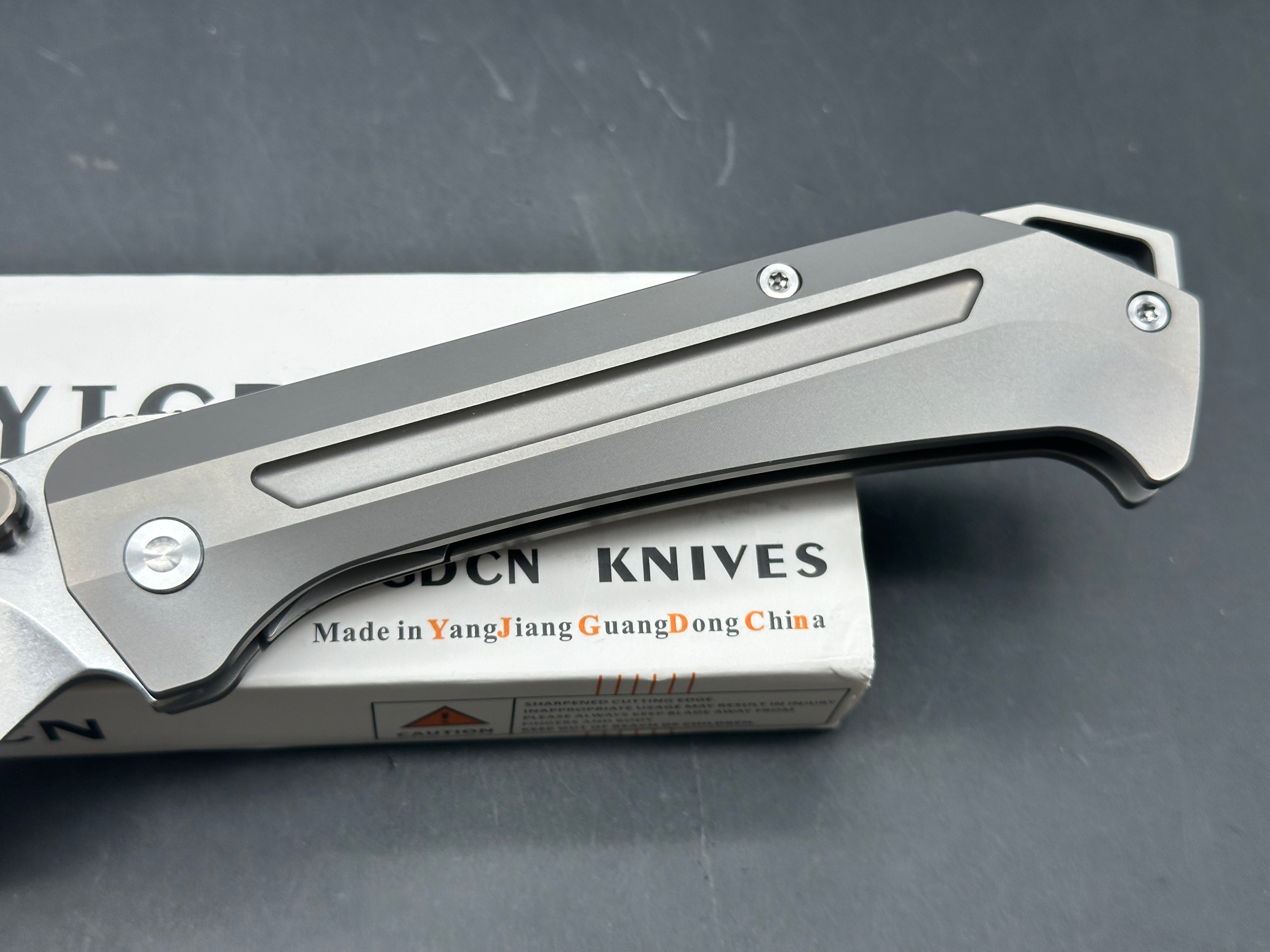 YJGDCN YJ2520 Titanium Handle M390 Blade overall length 9.05 inches