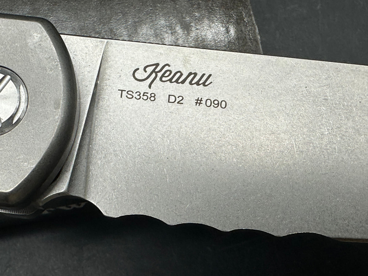 TwoSun Button Lock Pocket Knife Titanium Handle D2 Partially Serrated Edge TS358-SER (8.27 inches overall)