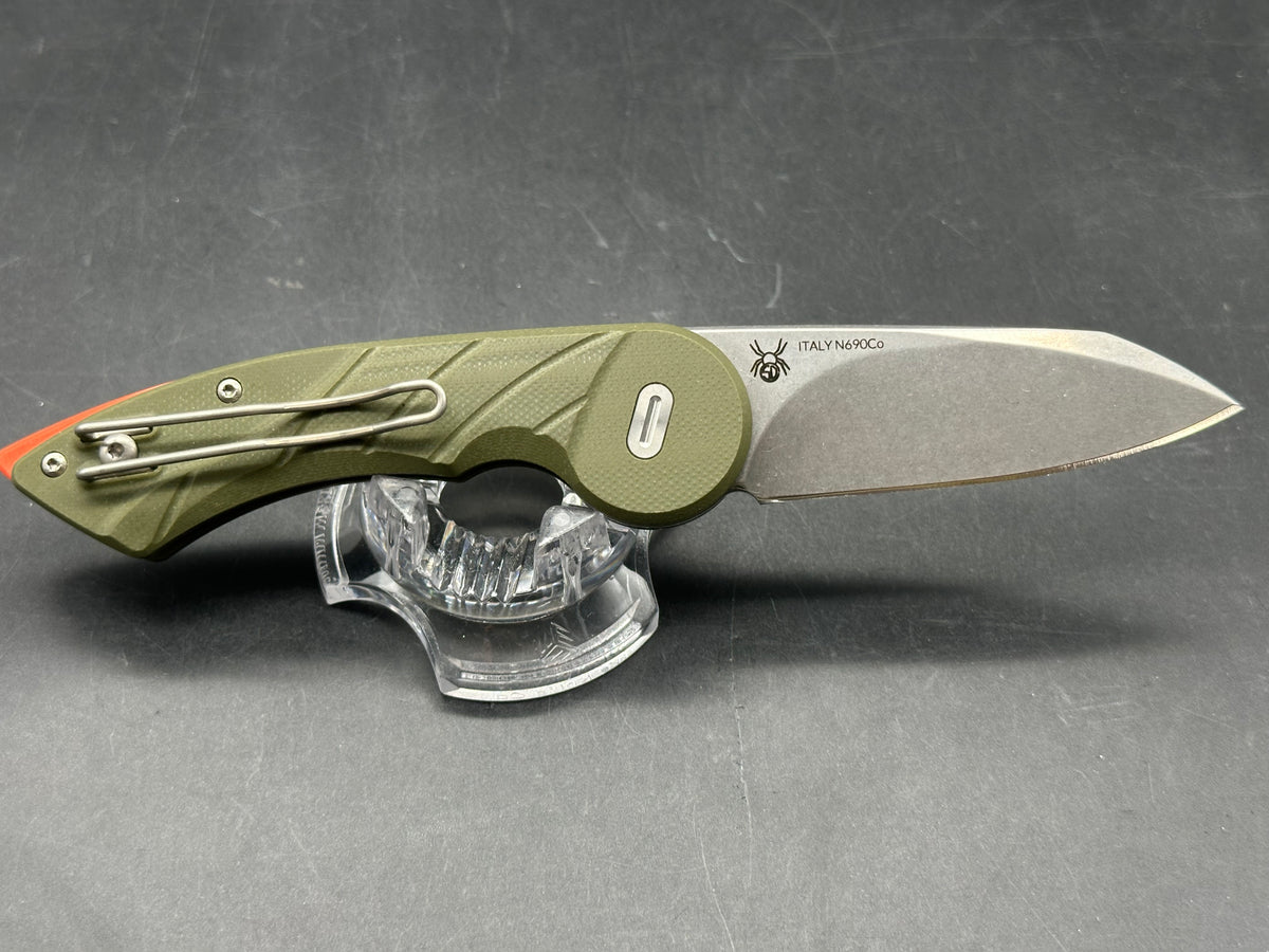 Fox Knives Radius Folding Knife OD Green G-10 (3" Satin N690)