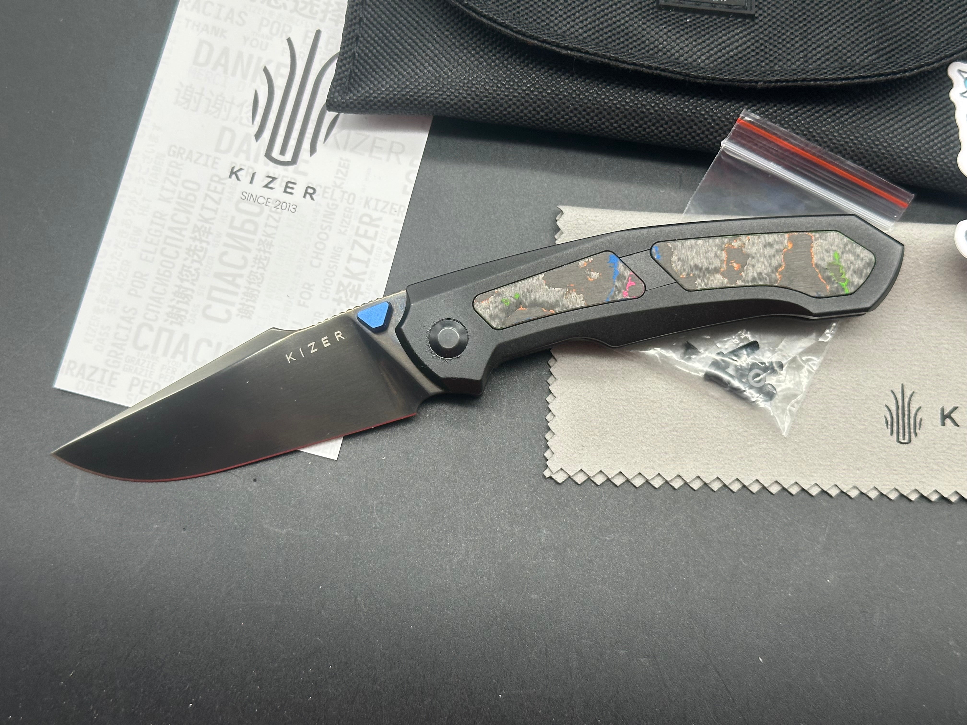 Kizer FEWEED | S45VN | TITANIUM CAMO CARBON 80S