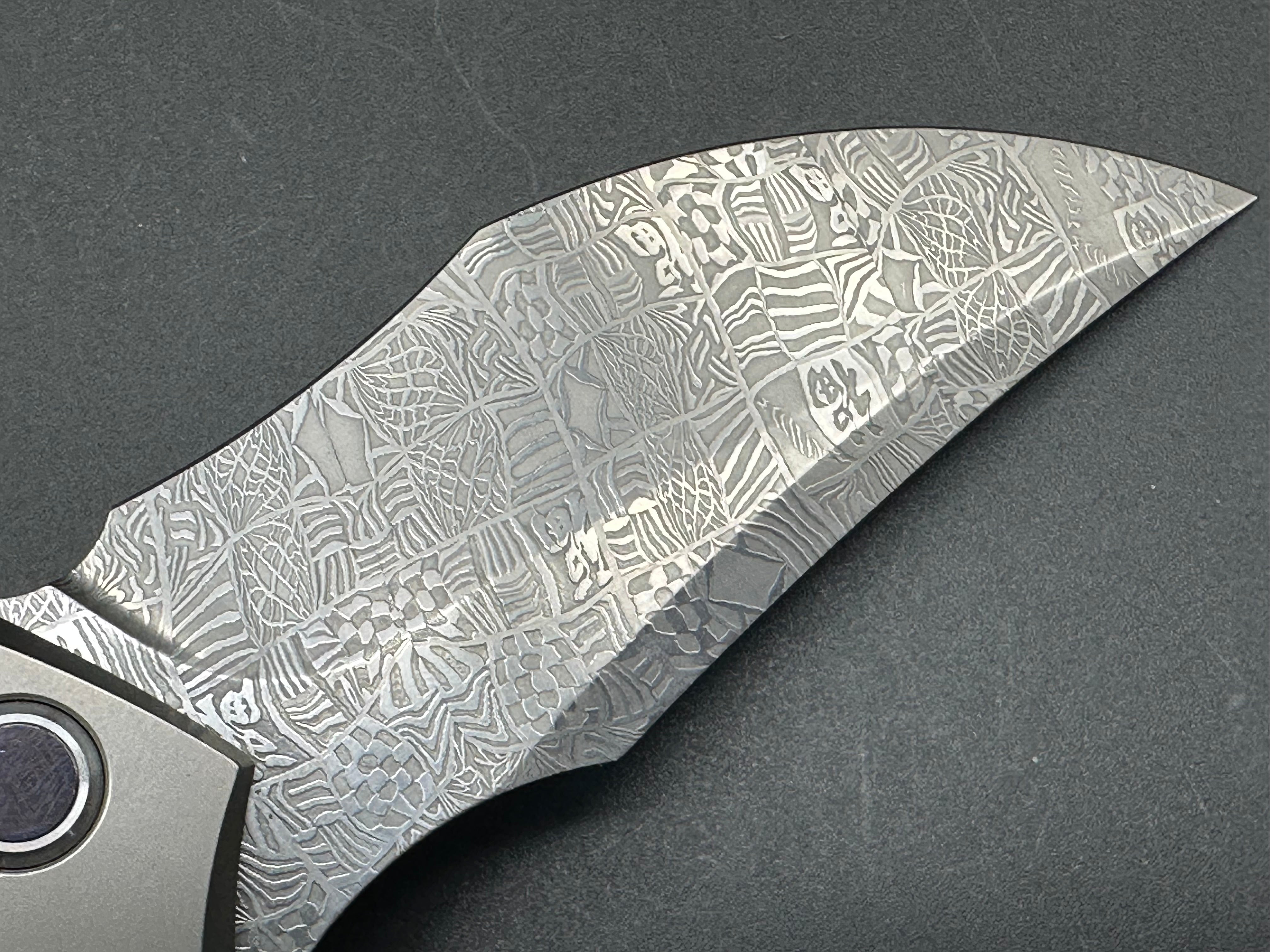 RIKE KNIFE S05 DAMASCUS BLADE TITANIUM HANDLE FLIPPER POCKET KNIFE MOKUTI CLIP AND PIVOT