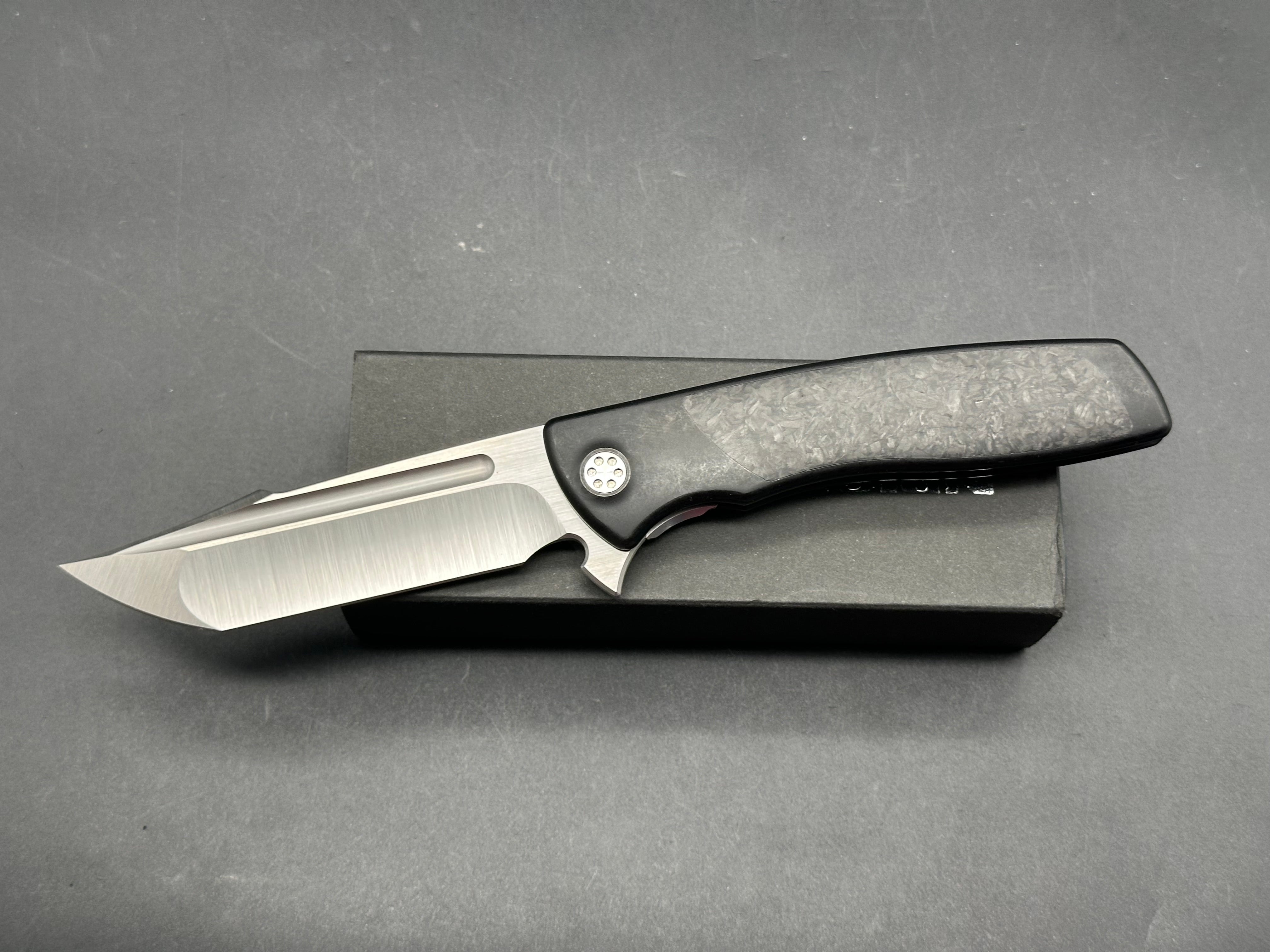 Sharp by Design Evo Typhoon, Belt Satin M390 Harpoon Tanto Blade