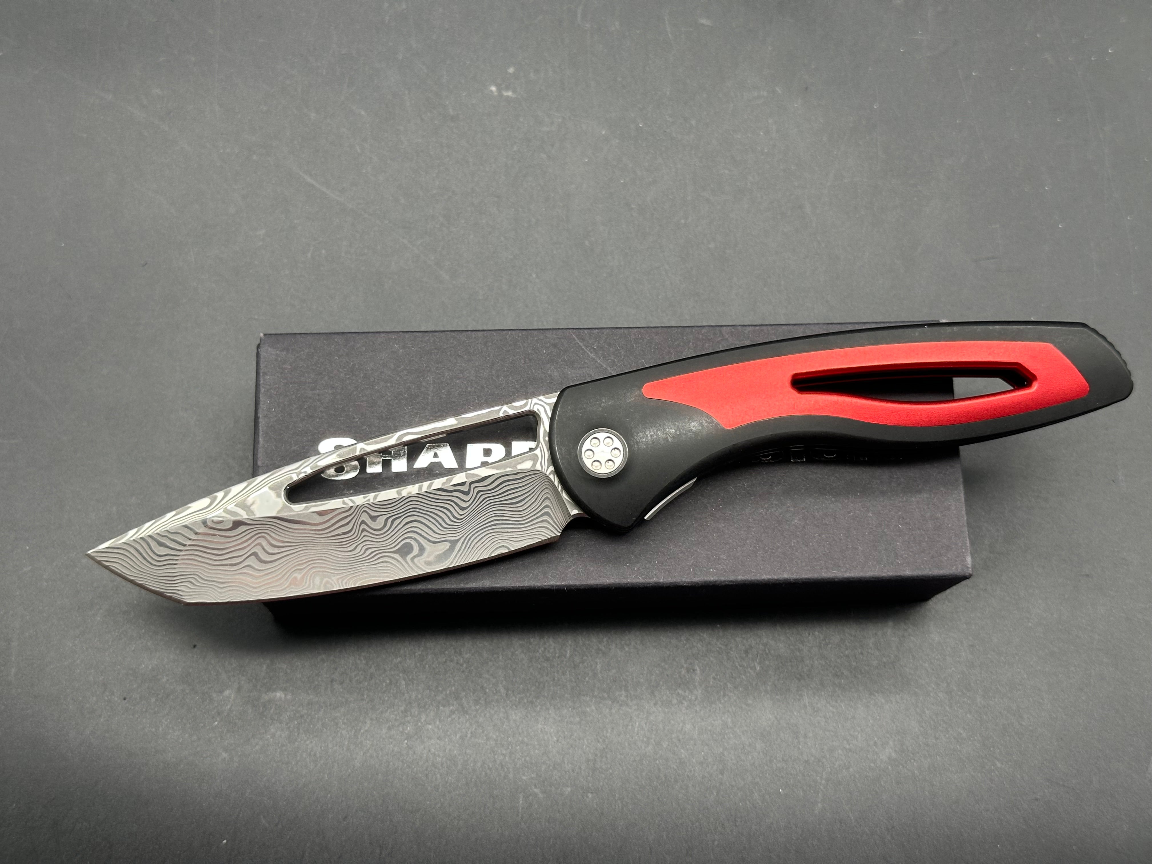 Sharp by Design Apex Front Flipper, Drop Point Damasteel Blade