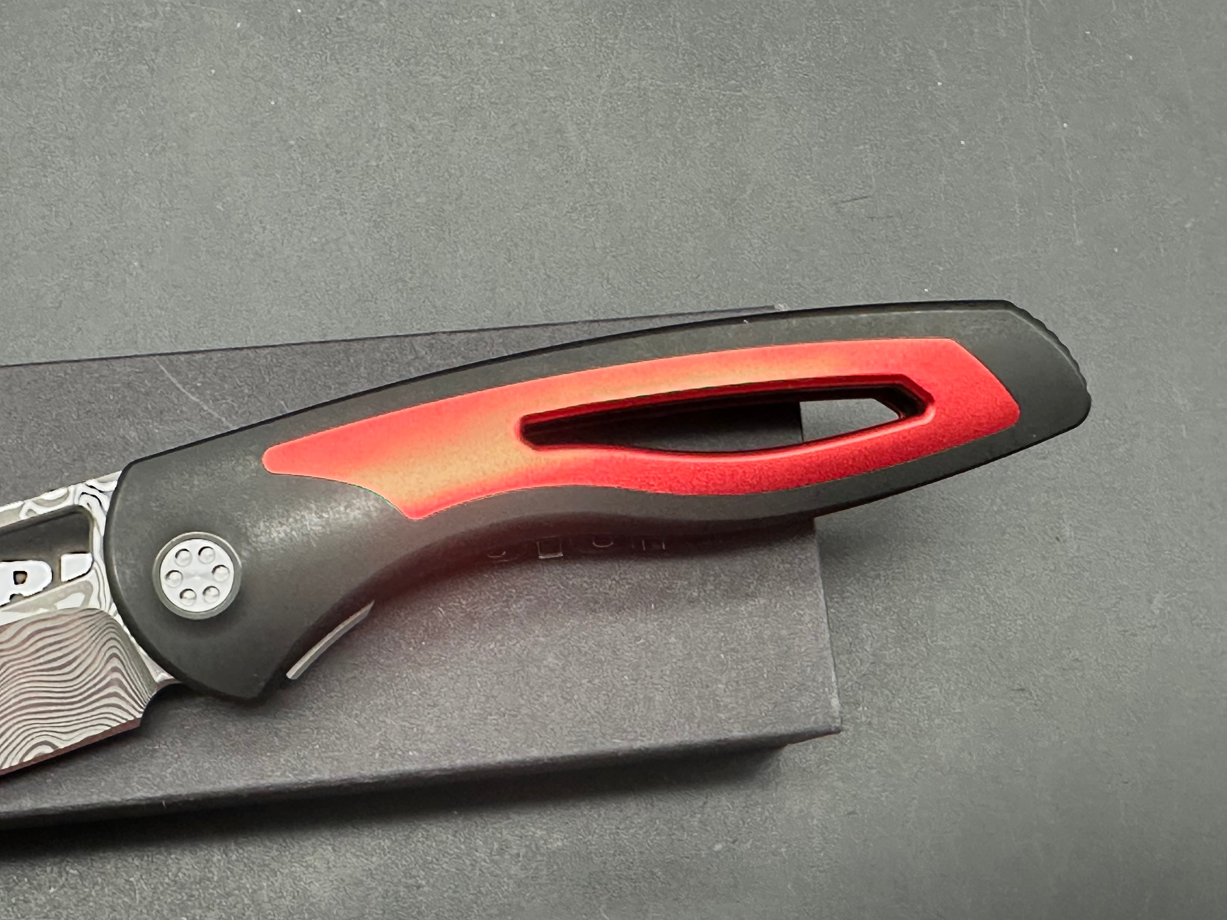 Sharp by Design Apex Front Flipper, Drop Point Damasteel Blade