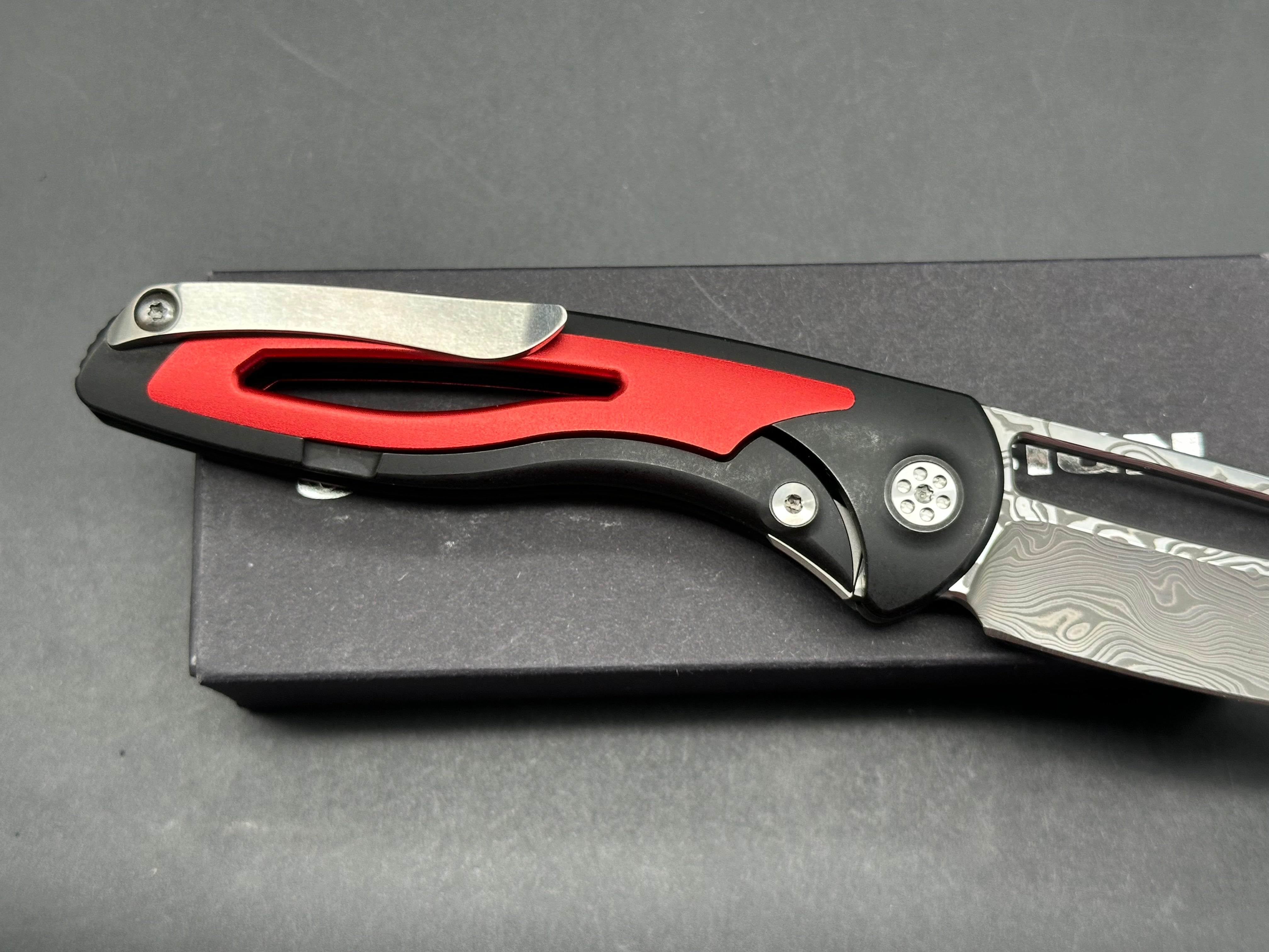 Sharp by Design Apex Front Flipper, Drop Point Damasteel Blade