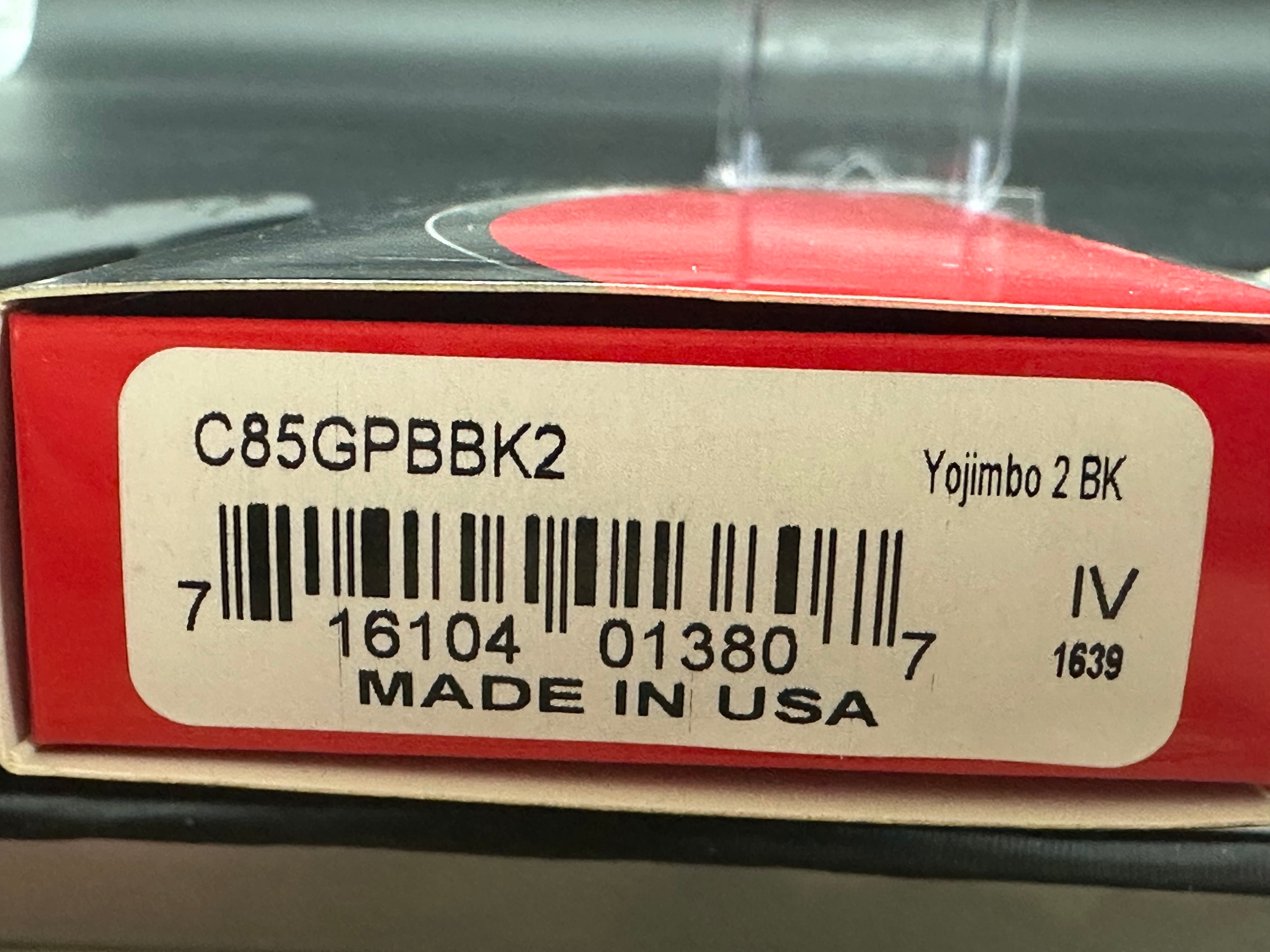 Spyderco Yojimbo 2 Black customized by Lynch NW with laser engraved spider web on blade