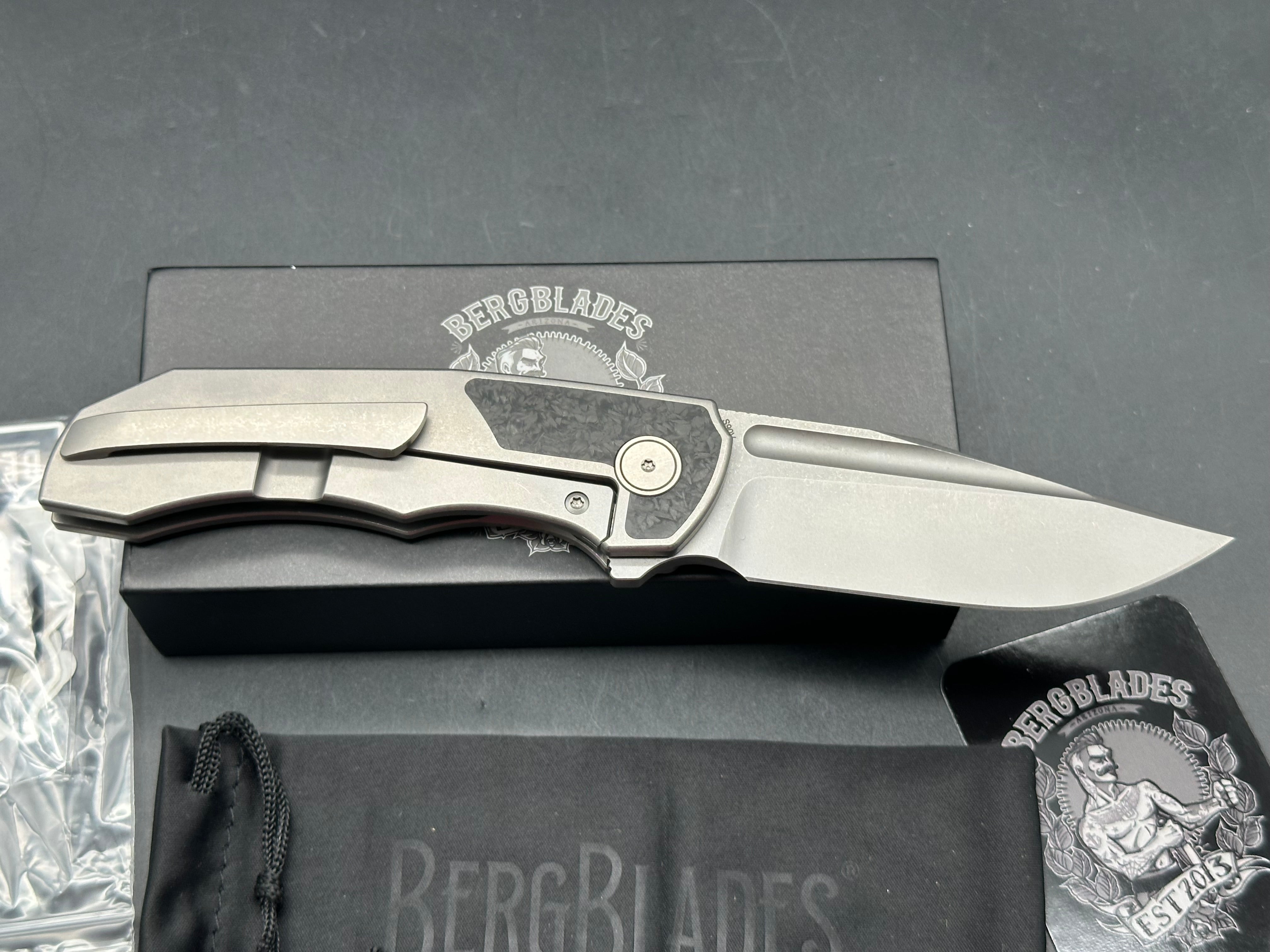 Berg Blades Tick #02, Sandblasted and Stonewashed Hollow Ground CPM-S90V Blade