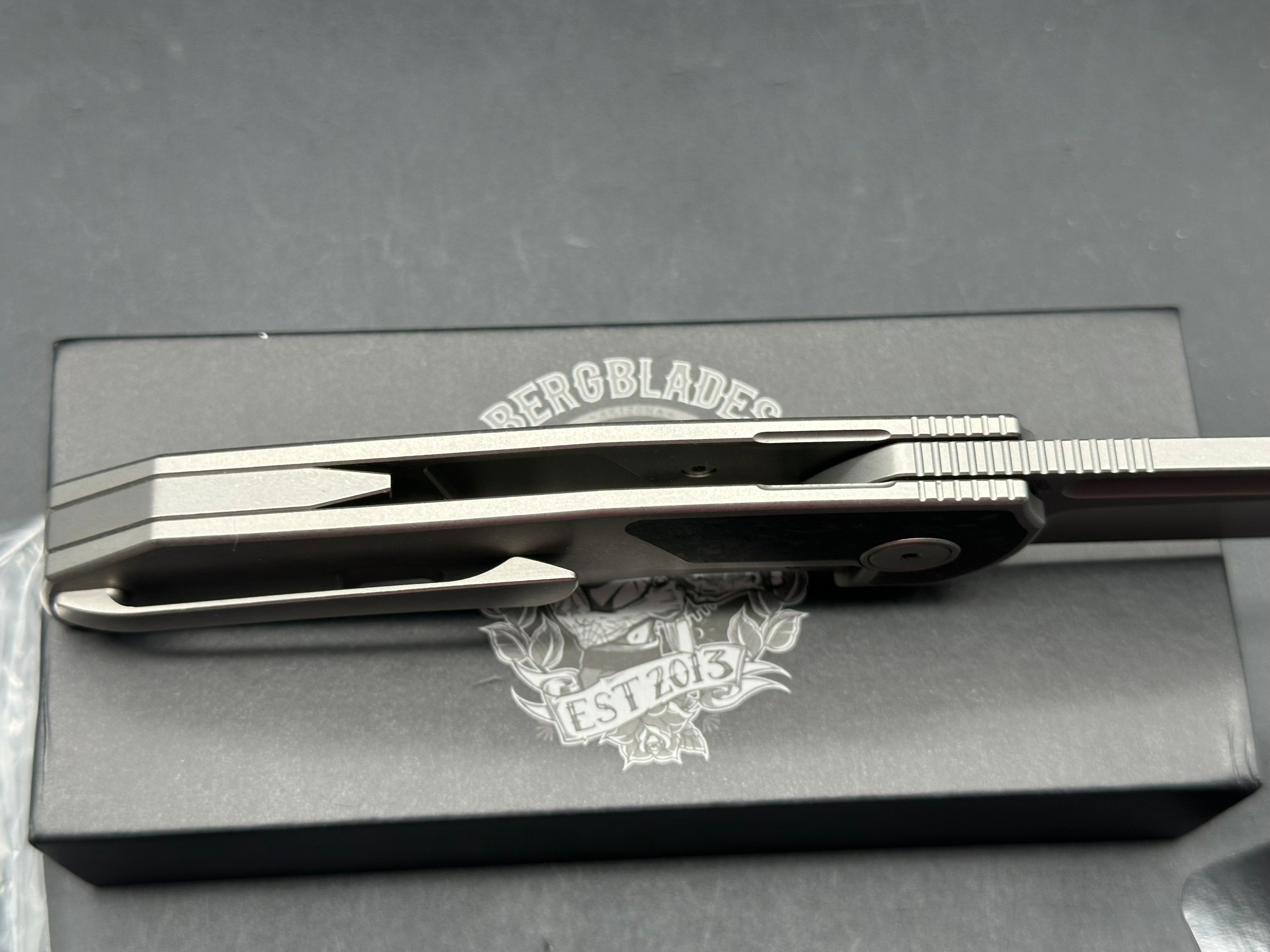 Berg Blades Tick #02, Sandblasted and Stonewashed Hollow Ground CPM-S90V Blade