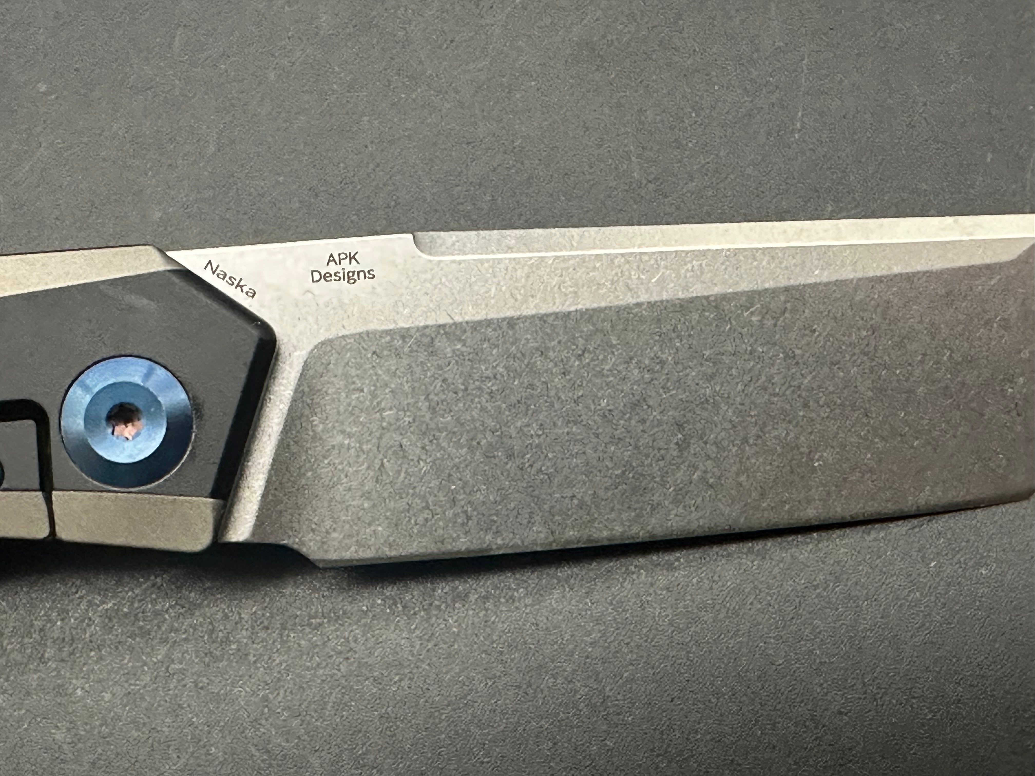 KANSEPT NASKA FOLDING KNIFE BLACK/GRAY TITANIUM HANDLE S35VN TANTO PLAIN EDGE STONEWASH FINISH K1035T1