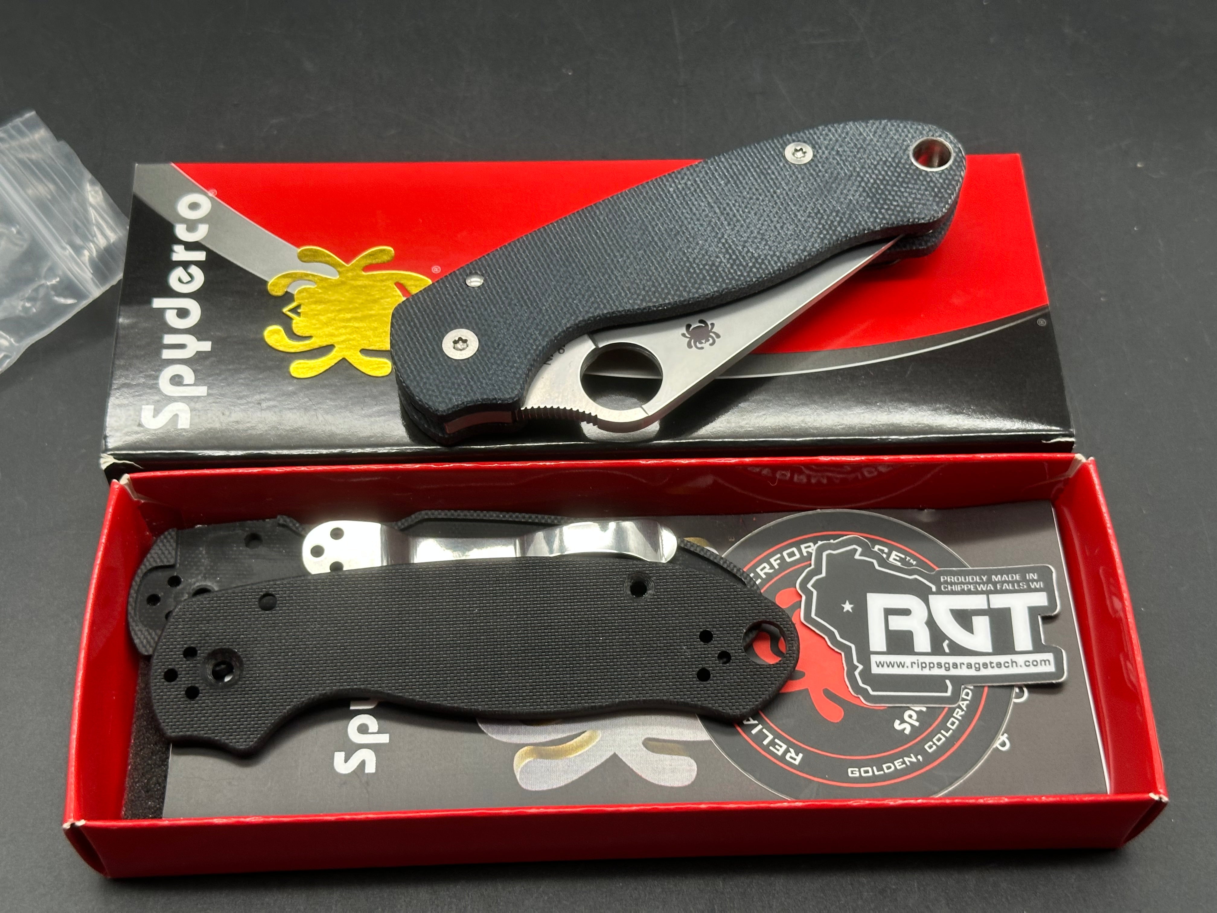 Spyderco Para 3 2.93" CPM S45VN Stonewash Blade with RGT Blue Micarta Scales
