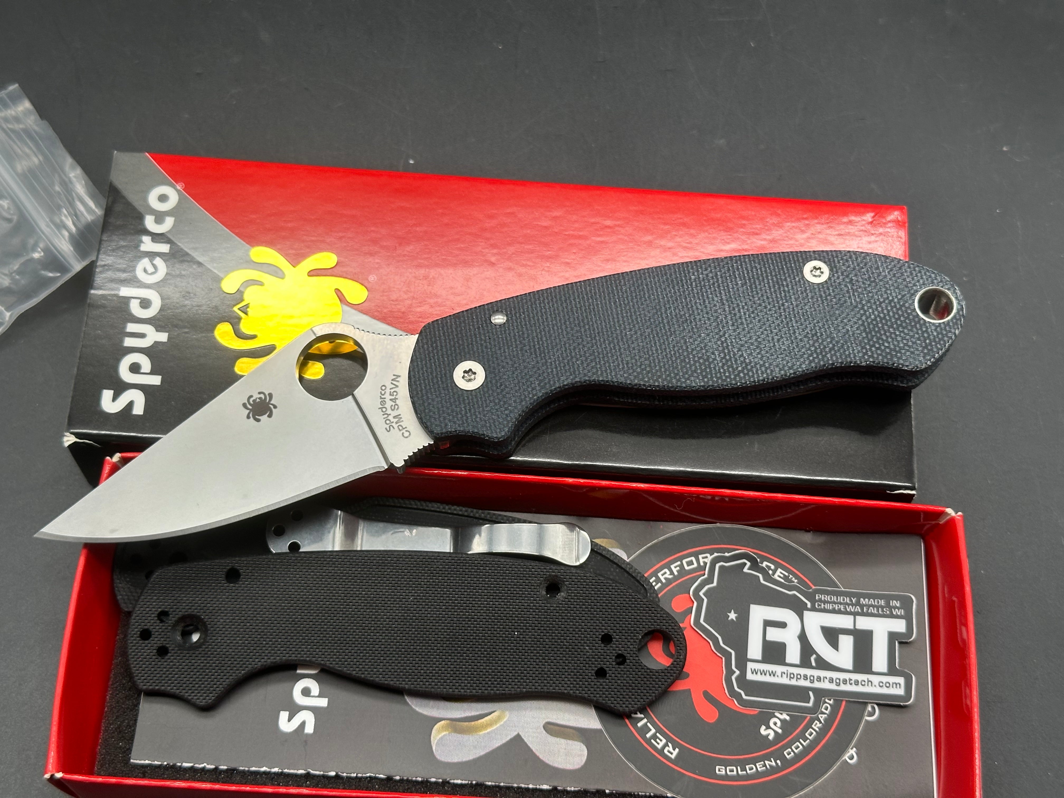 Spyderco Para 3 2.93" CPM S45VN Stonewash Blade with RGT Blue Micarta Scales