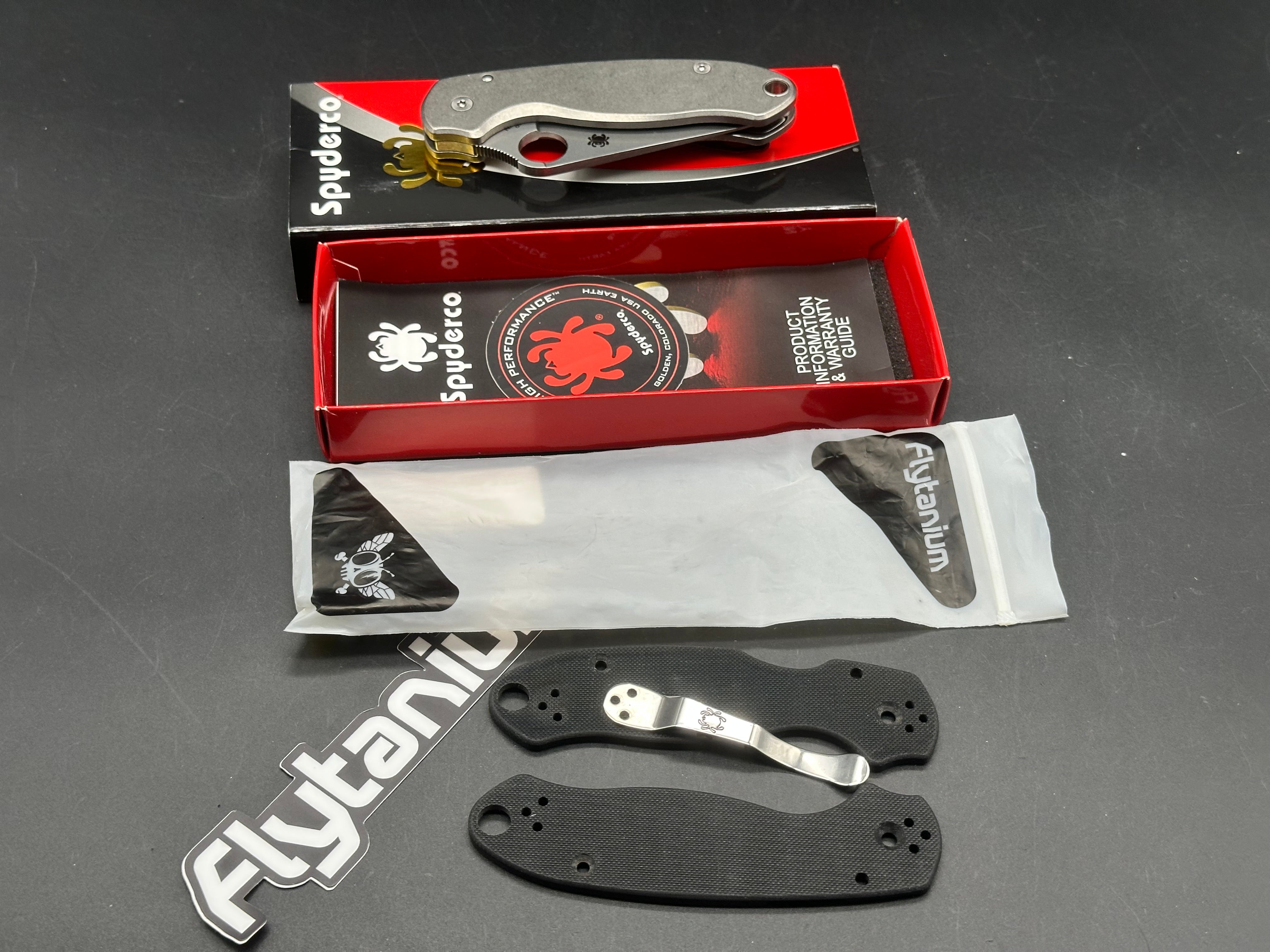 Spyderco Para 3 2.93" CPM S45VN Stonewash Blade with Flytanium Classic Titanium Scales