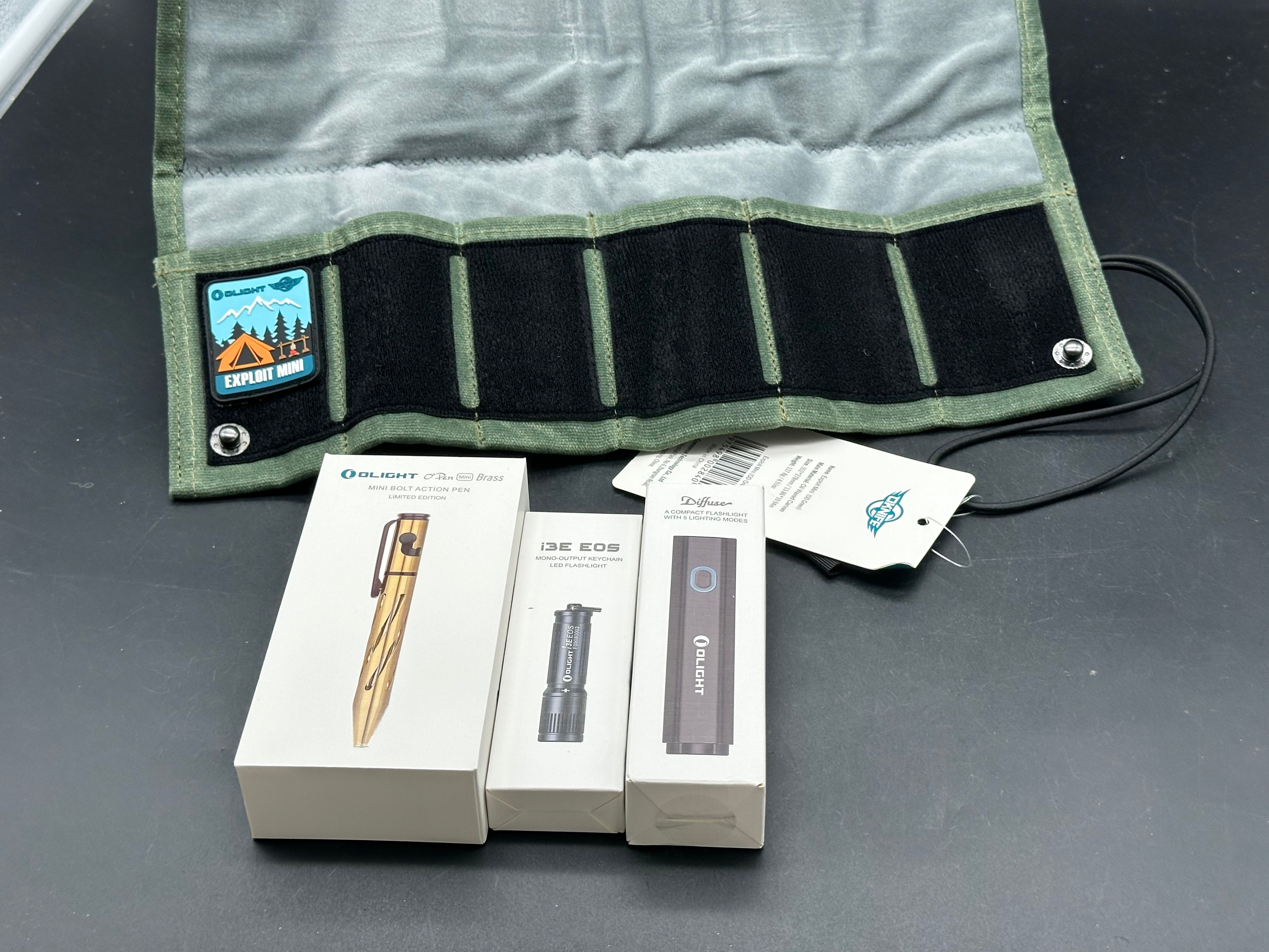 Olight bundle i3E, Diffuse,O’Pen mini Brass,Exploit Mini