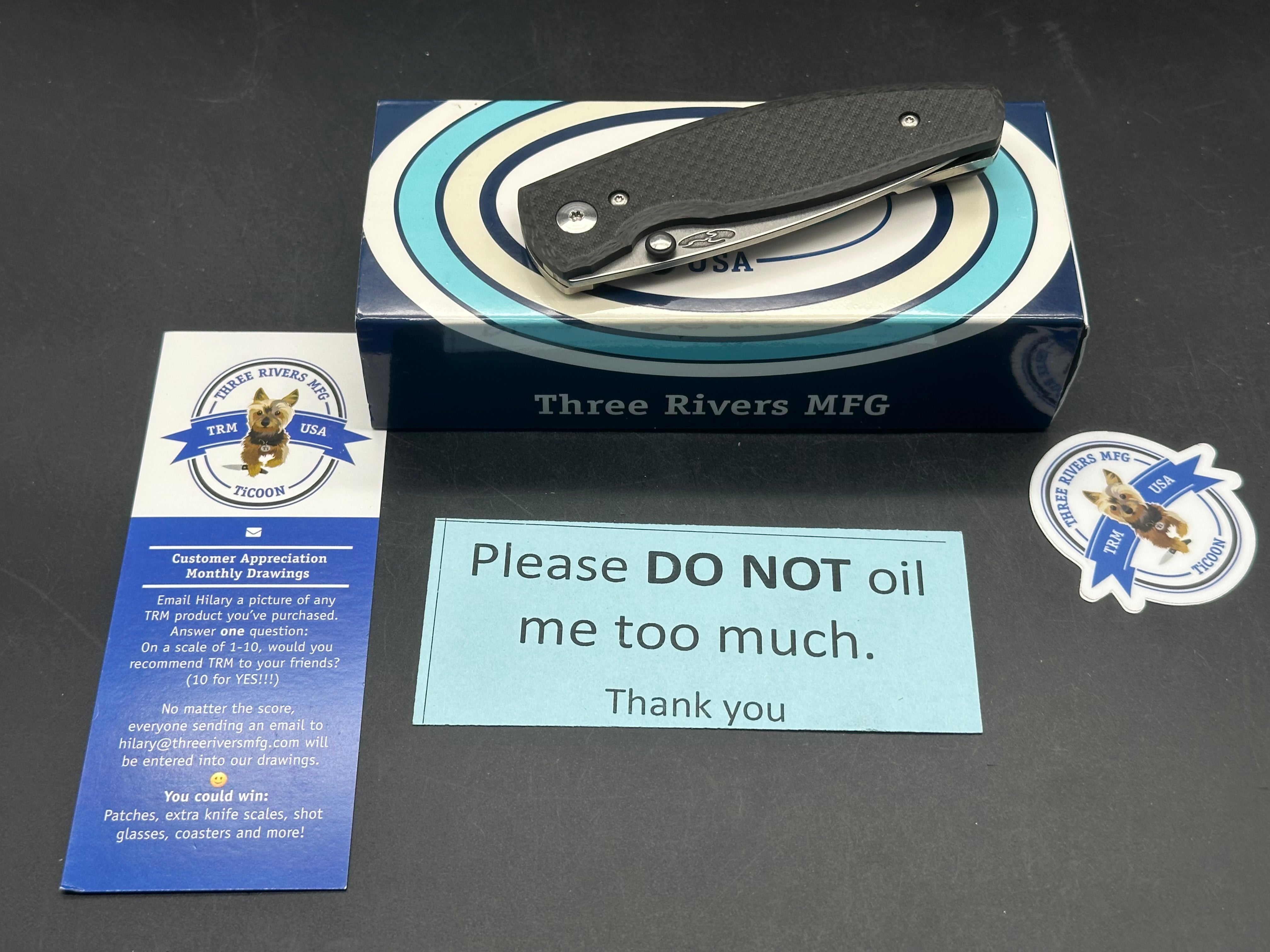 TRM Three Rivers Mfg. Neutron 2 Frame Lock 3" CPM MagnaCut Stonewash Blade with Titanium and Carbon Fiber Scales