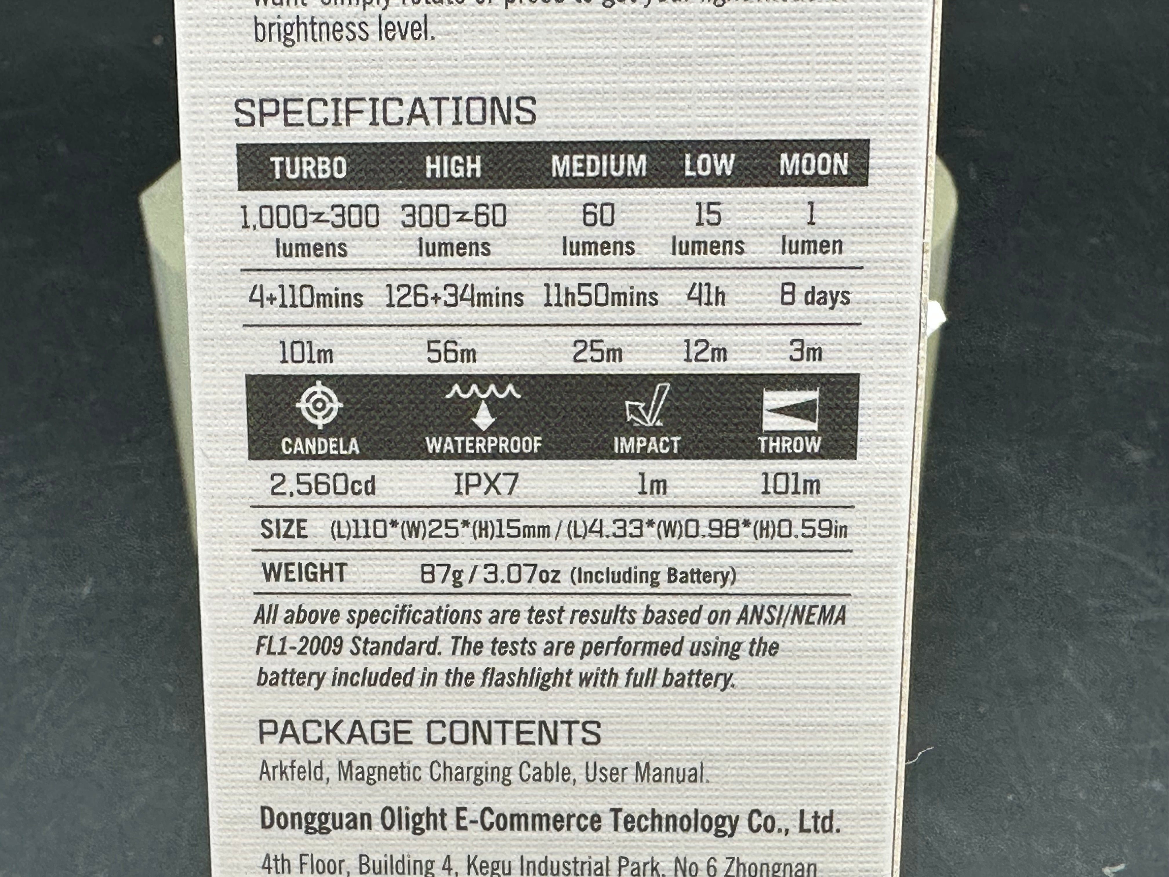 Olight Arkfeld 1000 lumens 2 color temperatures plus laser