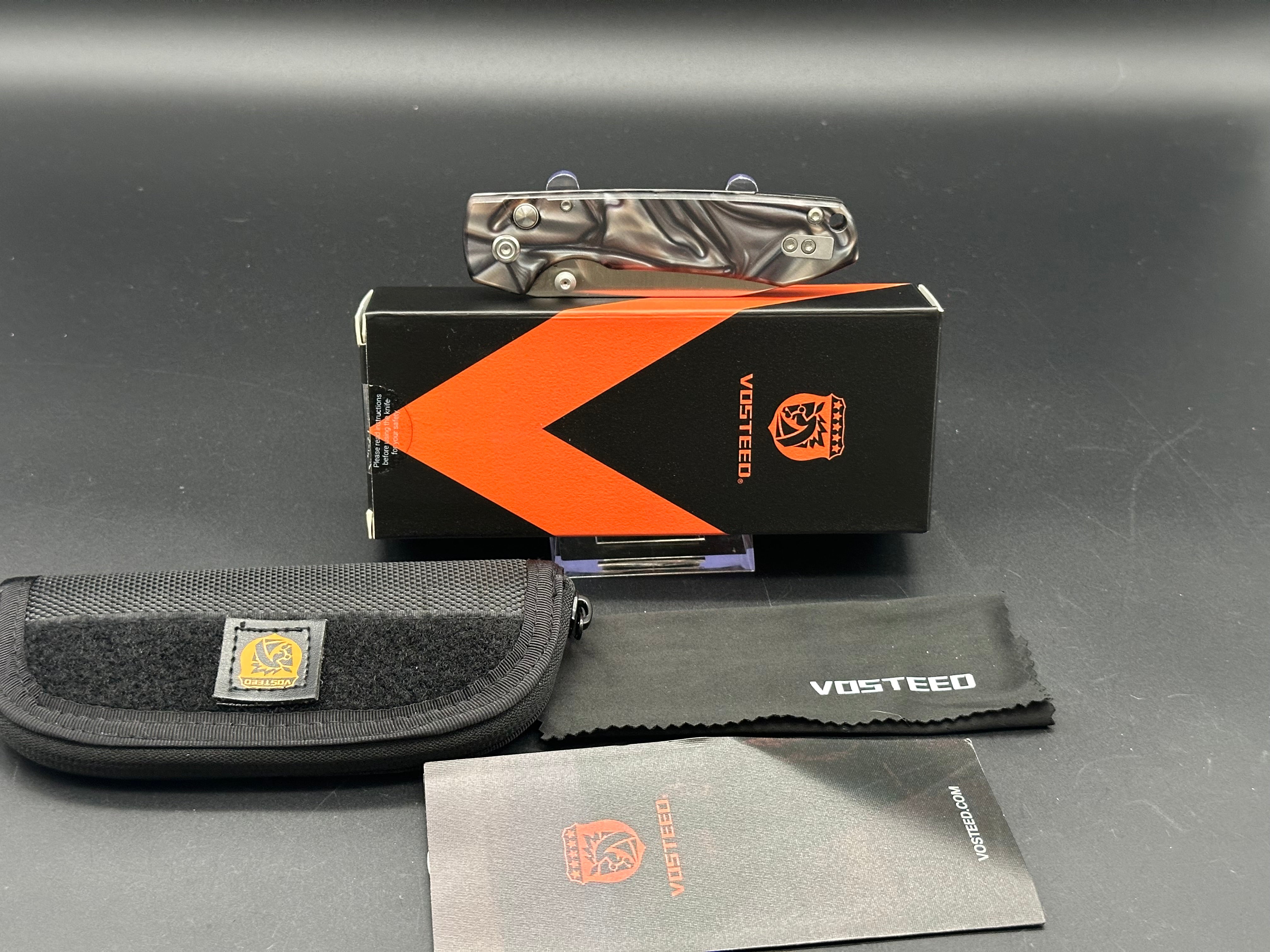 Vosteed Raccoon Folding Knife 3.25in Nitro-V Steel Raffir Noble Handles Cross-Bar Lock