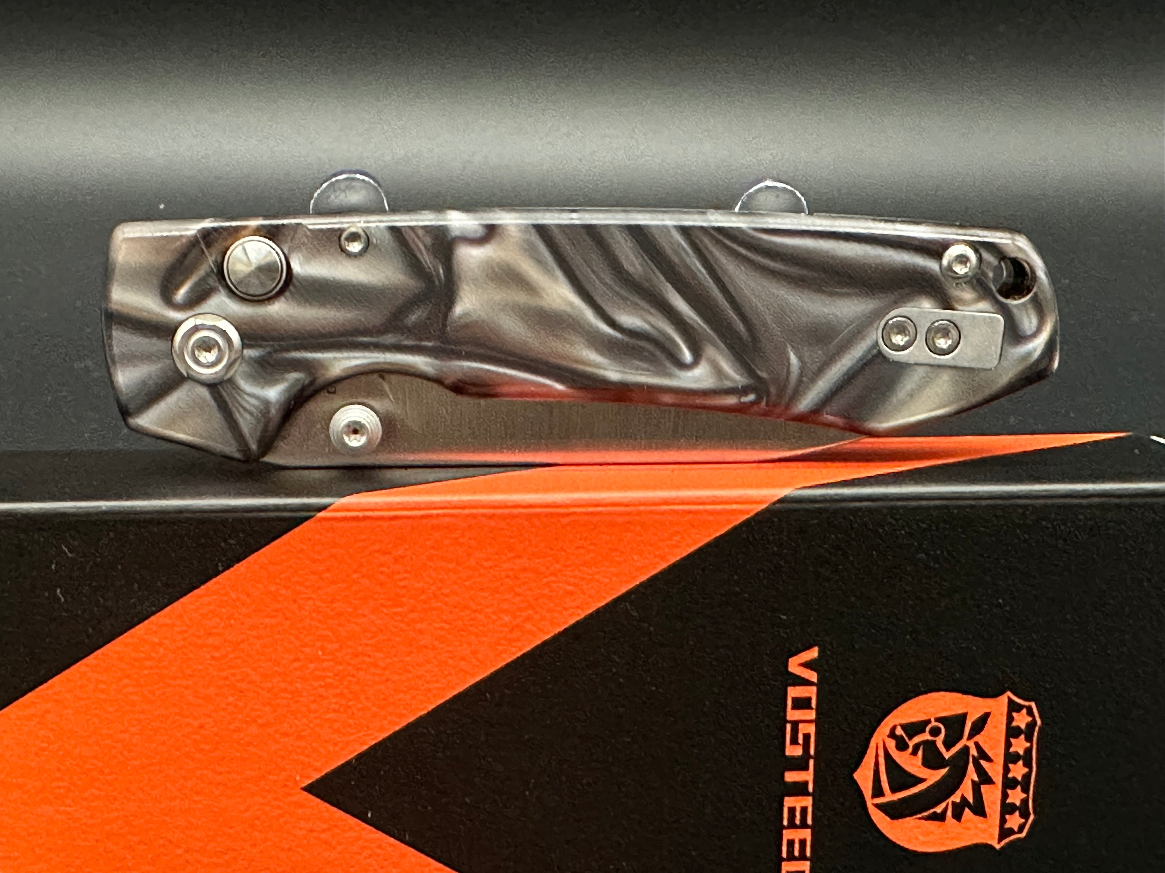 Vosteed Raccoon Folding Knife 3.25in Nitro-V Steel Raffir Noble Handles Cross-Bar Lock