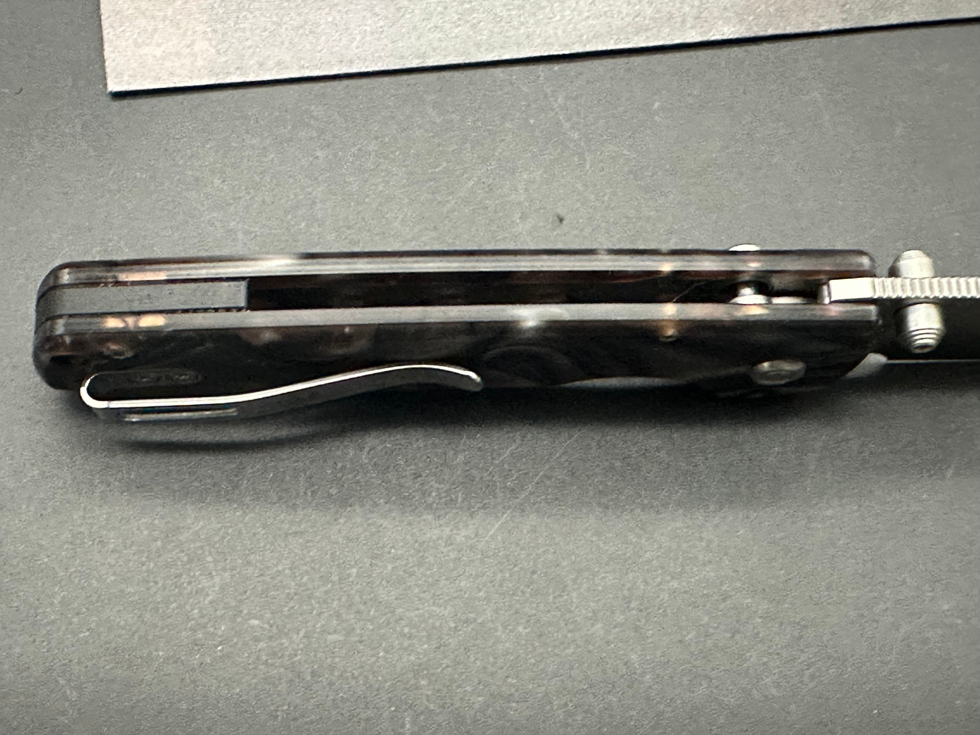 Vosteed Raccoon Folding Knife 3.25in Nitro-V Steel Raffir Noble Handles Cross-Bar Lock