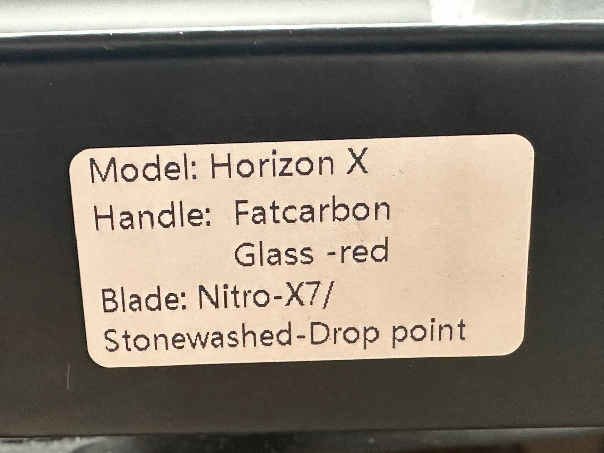 REATE HORIZON-X FOLDING KNIFE RED GLASS FATCARBON HANDLE NITRO-X7 DROP POINT