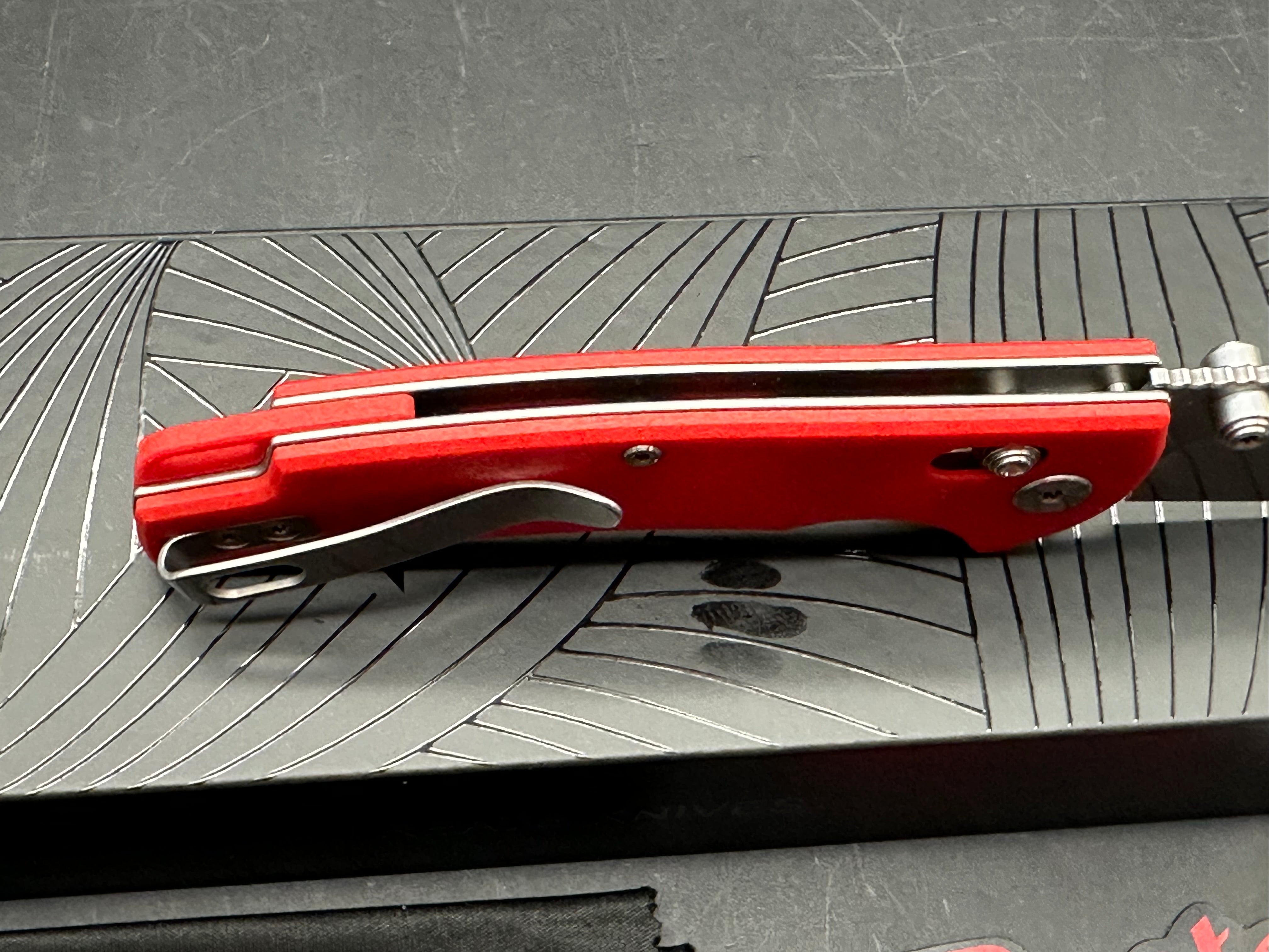 REATE HORIZON-X FOLDING KNIFE RED GLASS FATCARBON HANDLE NITRO-X7 DROP POINT