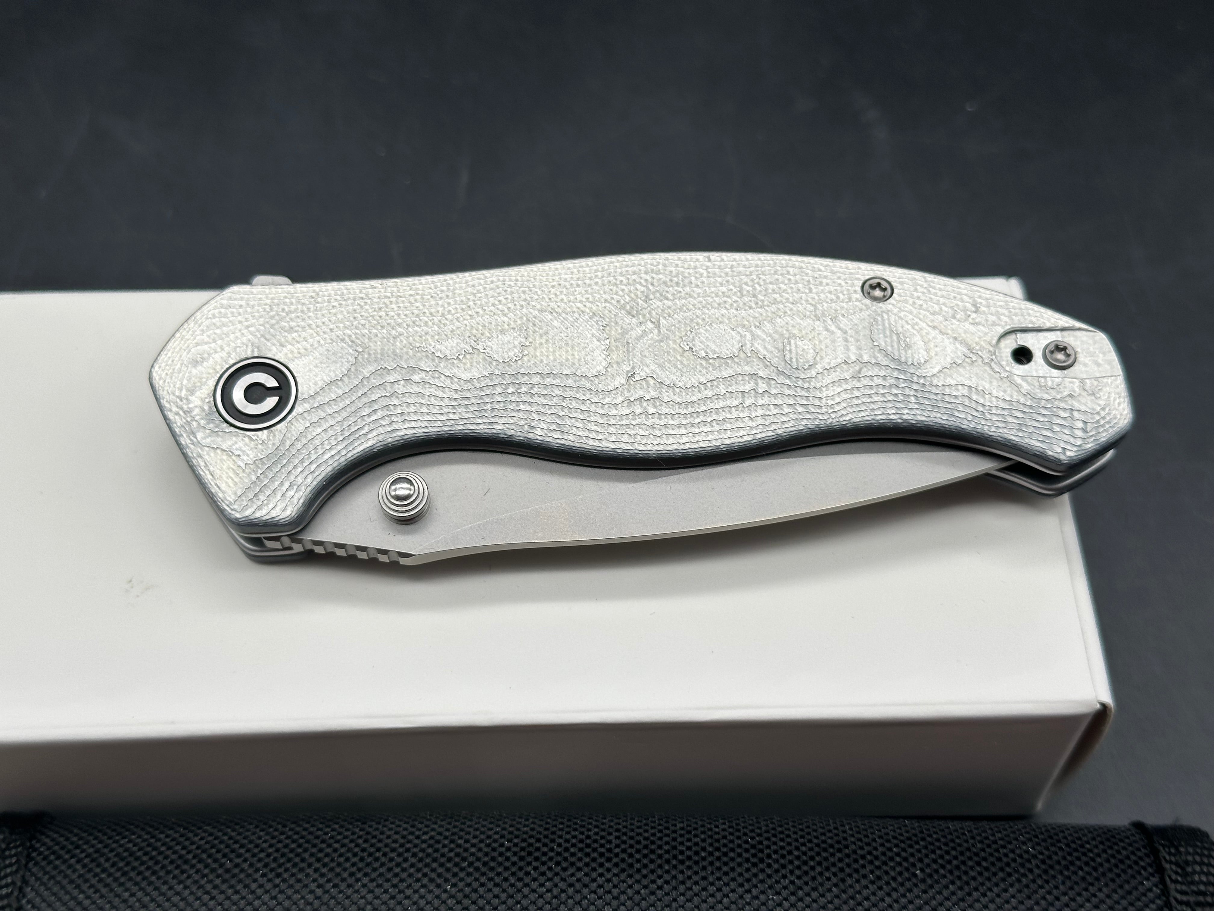 CIVIVI VYRENT FOLDING KNIFE SILVER G10/ALUMINUM FOIL HANDLE NITRO-X7 DROP POINT PLAIN EDGE