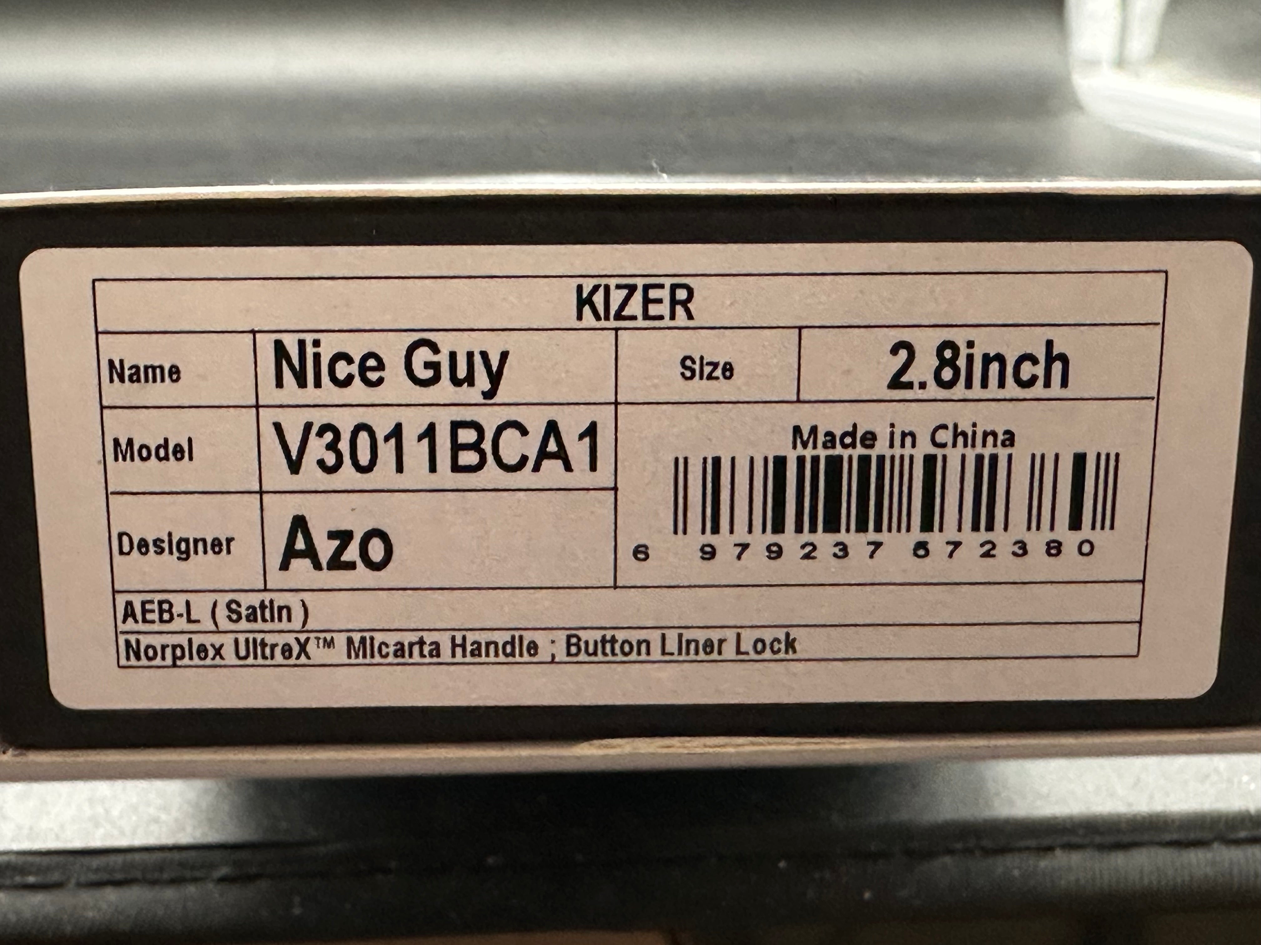 KIZER NICE GUY BROWN MADDER MICARTA HANDLE AEB-L CLIP POINT PLAIN EDGE