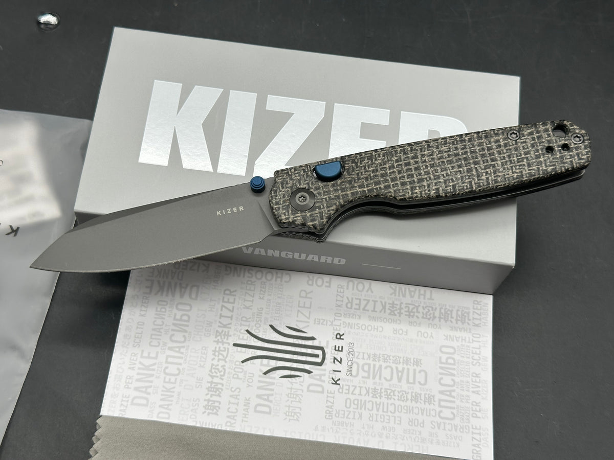 KIZER POKIMAN BLL BLACK MICARTA HANDLE AEB-L SHEEPSFOOT