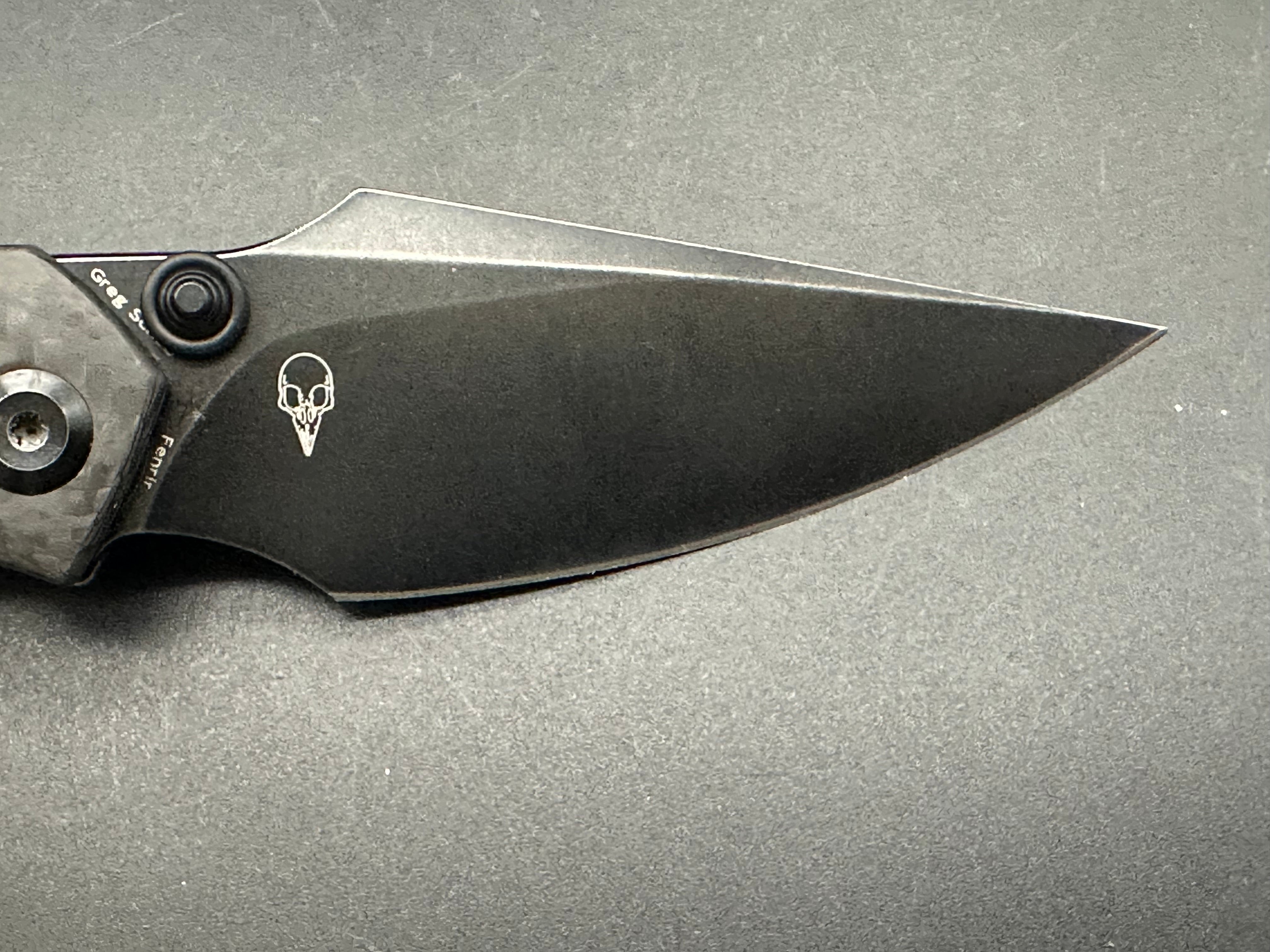 KANSEPT FENRIR FOLDING KNIFE TWILL CARBON FIBER/BLACK TITANIUM HANDLE S35VN PLAIN BLACK BLADE K1034A4