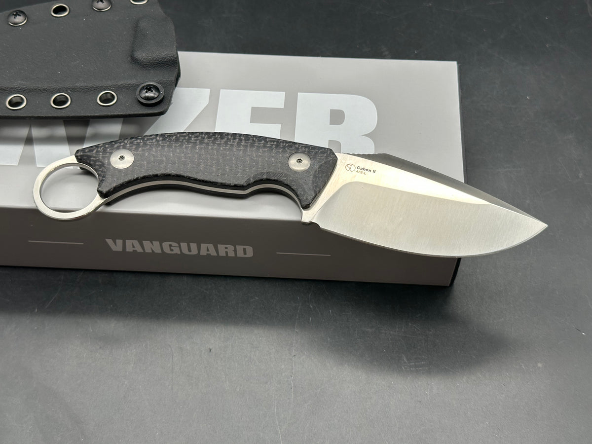 KIZER CABOX II FIXED BLADE KNIFE BROWN MICARTA HANDLE AEB-L DROP POINT