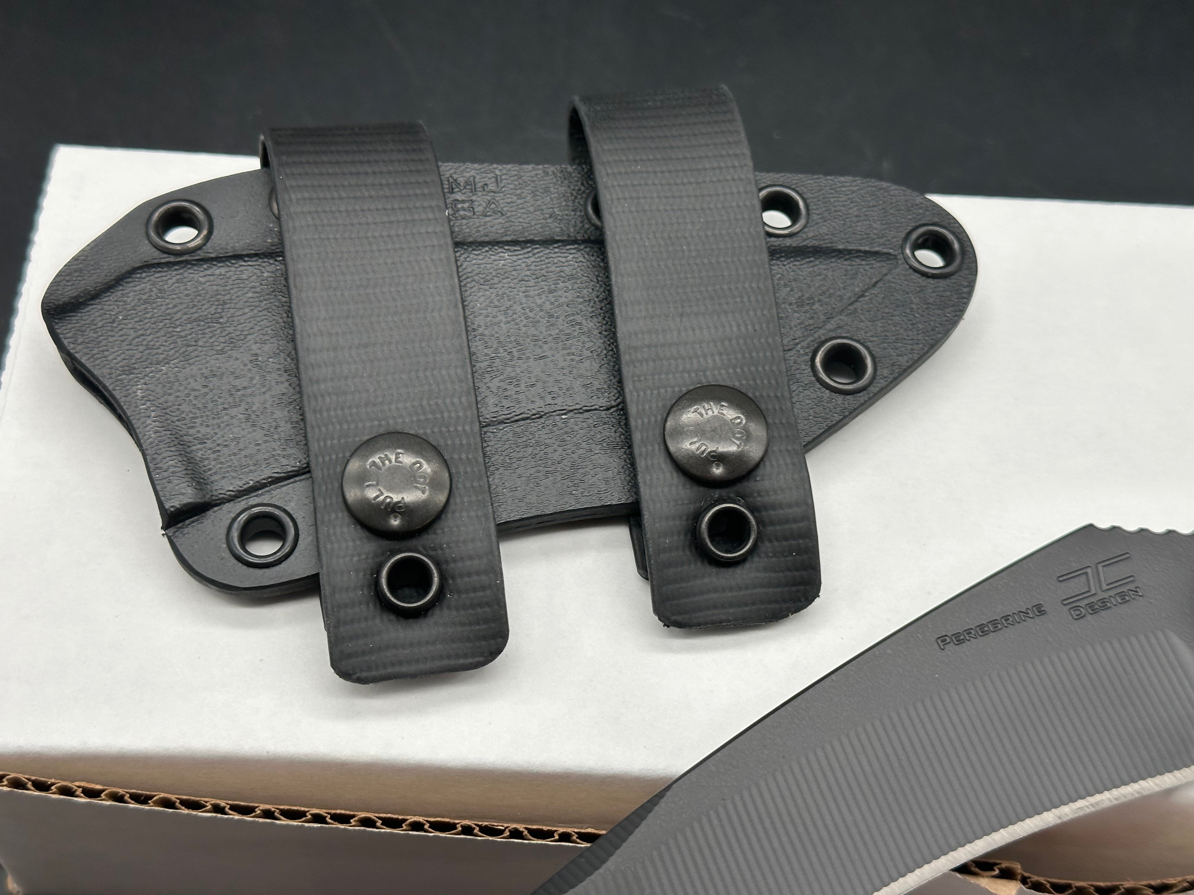 RMJ Tactical Peregrine DLT Exclusive with Urban Camo handles. Black Nitro-V blade