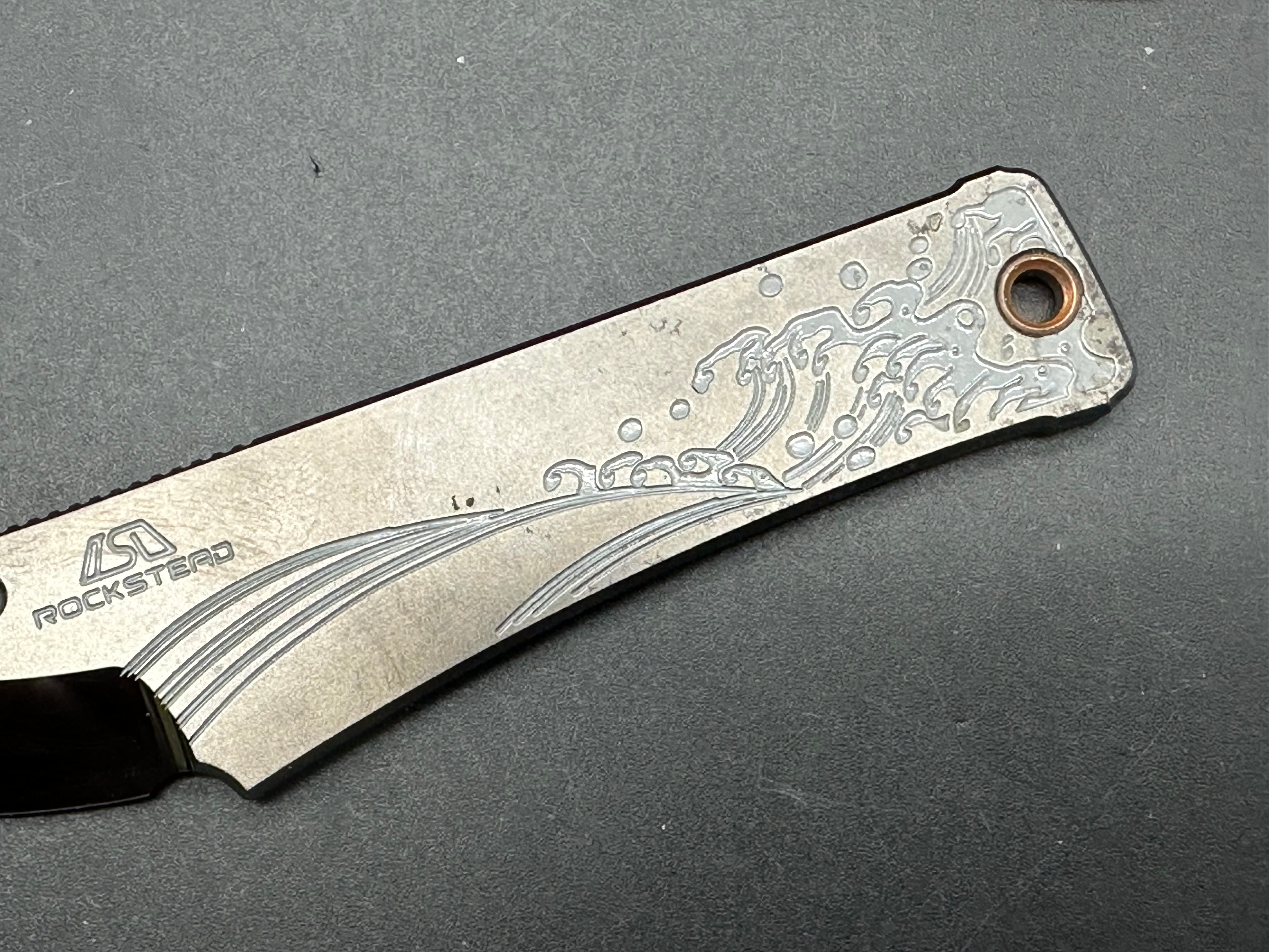 Rockstead Chou knife YXR-7 blade material that is DLC coated