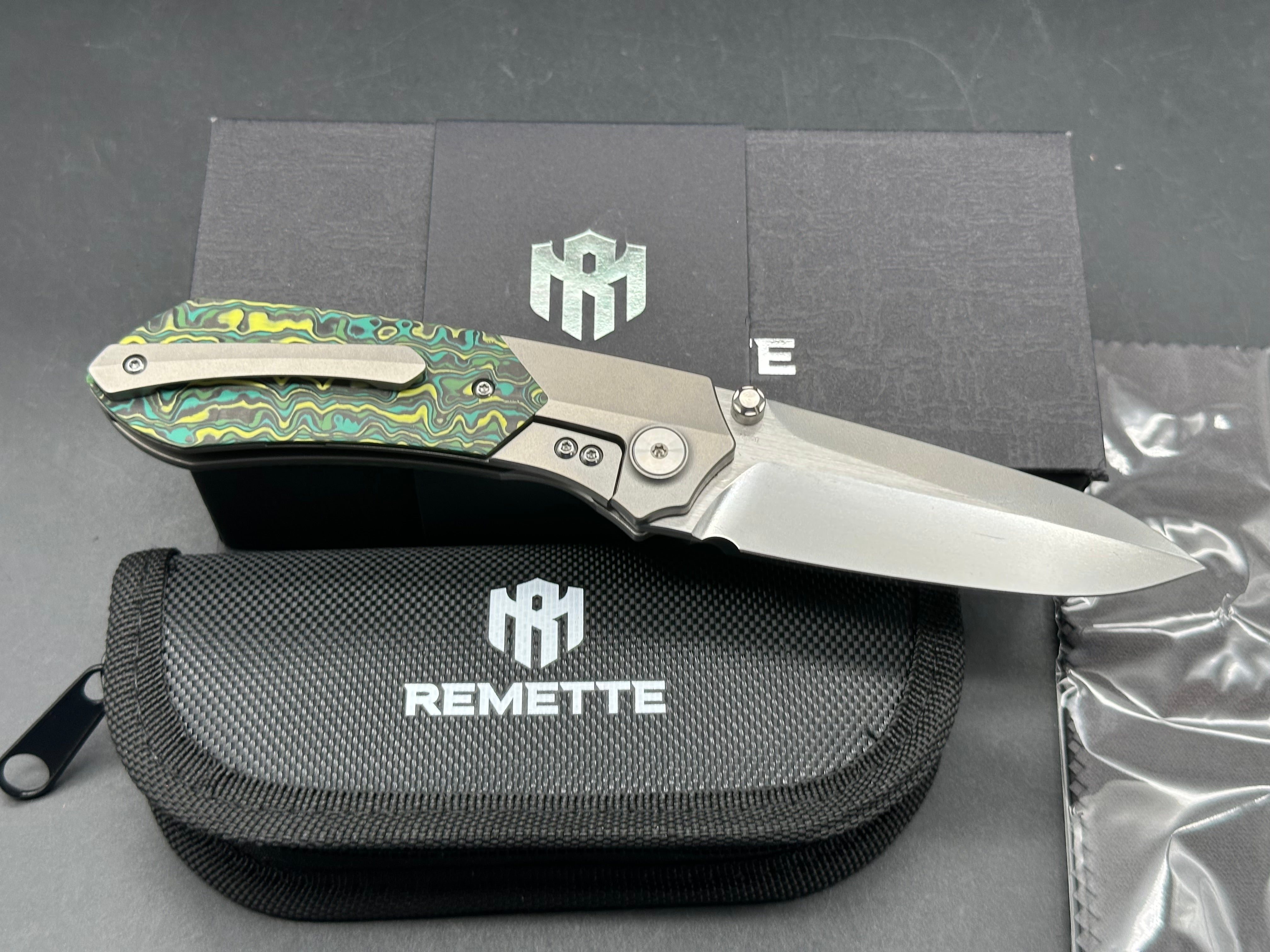 Remette RT Meteor Titanium Handles w/ Green Carbon Fiber Inlays & M390