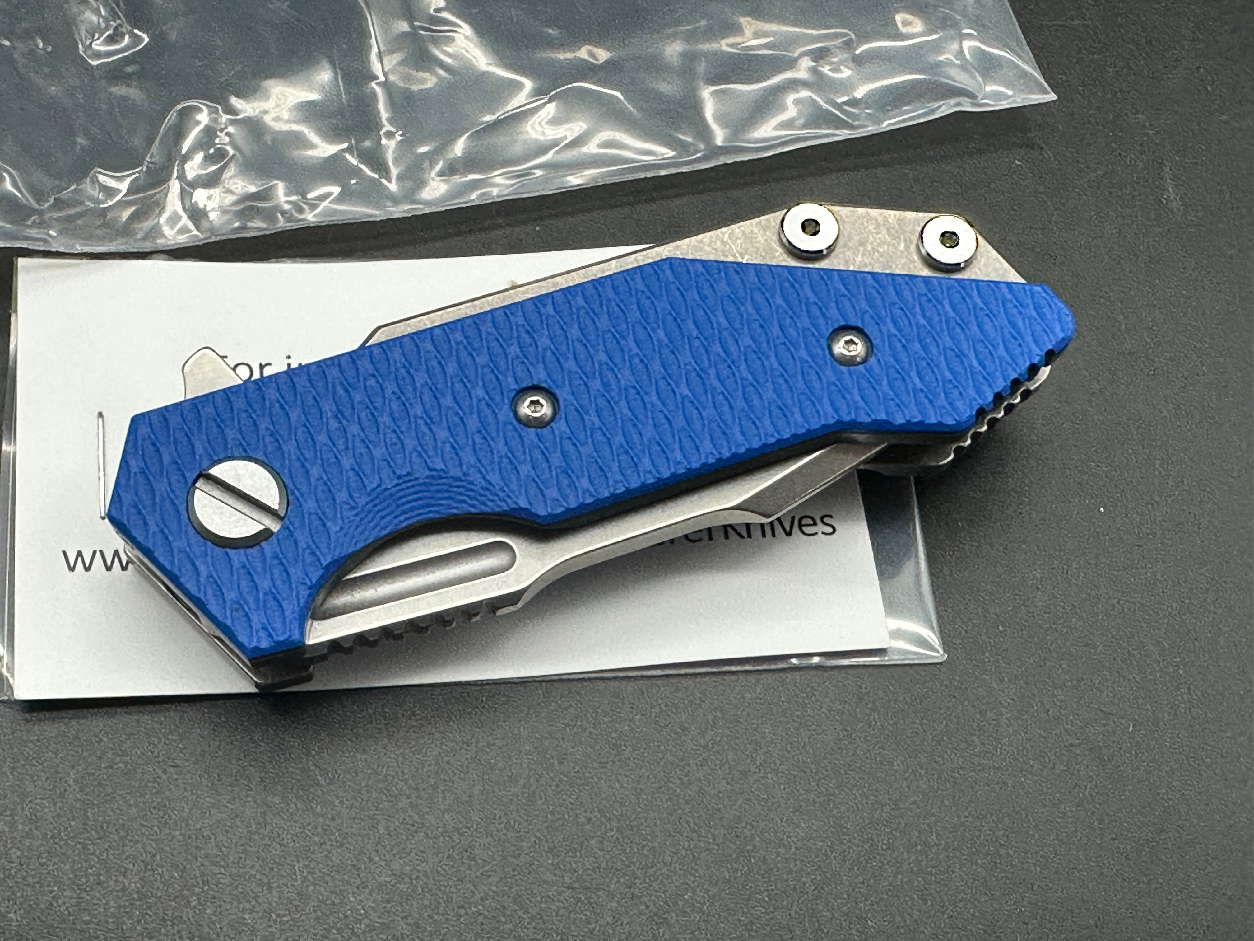 Hinderer Halftrack Harpoon Spanto S45VN blue G10 & stonewashed