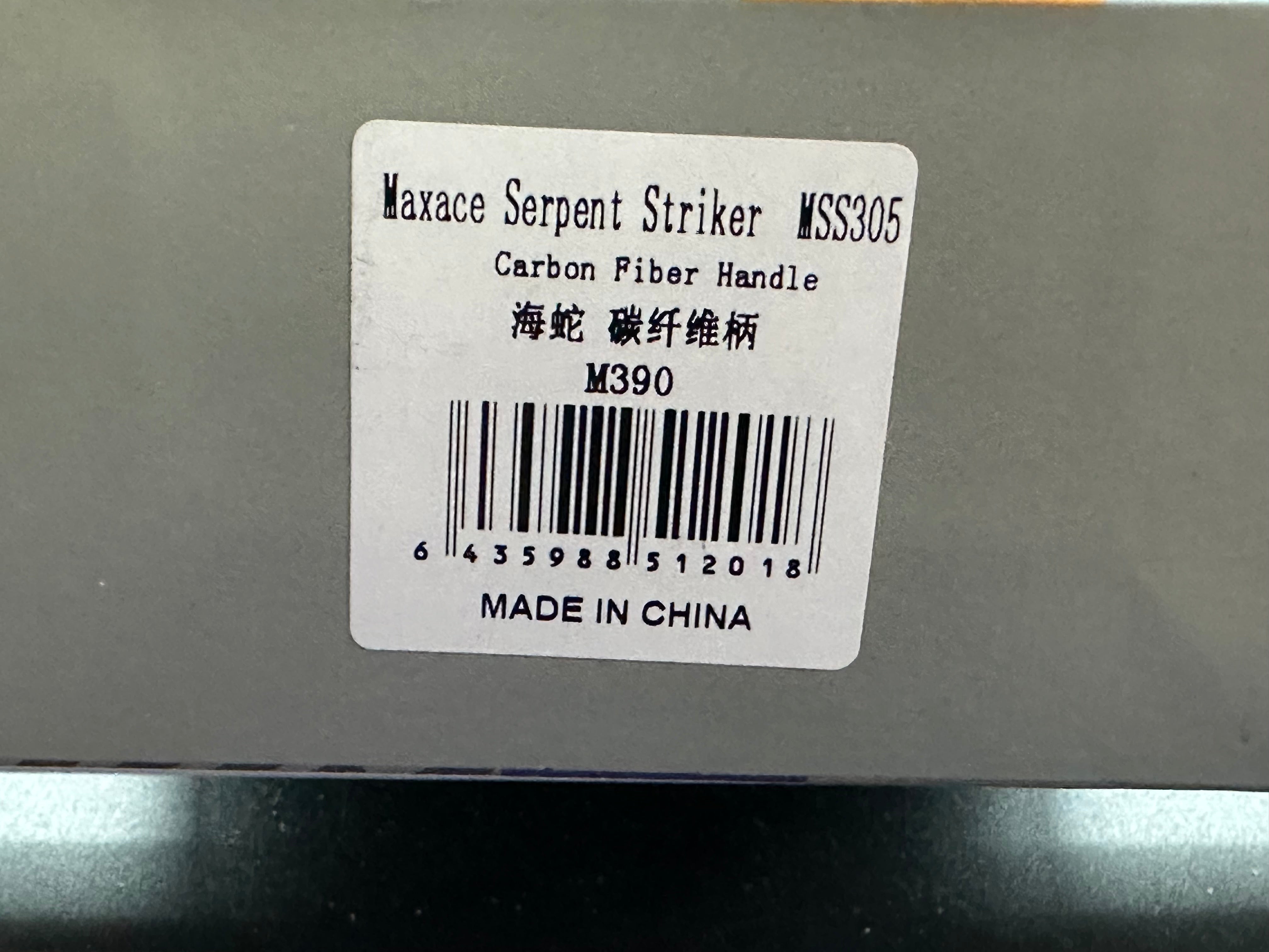 Maxace/ Midnight Cat Serpent Striker V3 Balisong/Blue Ti Liners Carbon Fiber Overlays Bohler M390