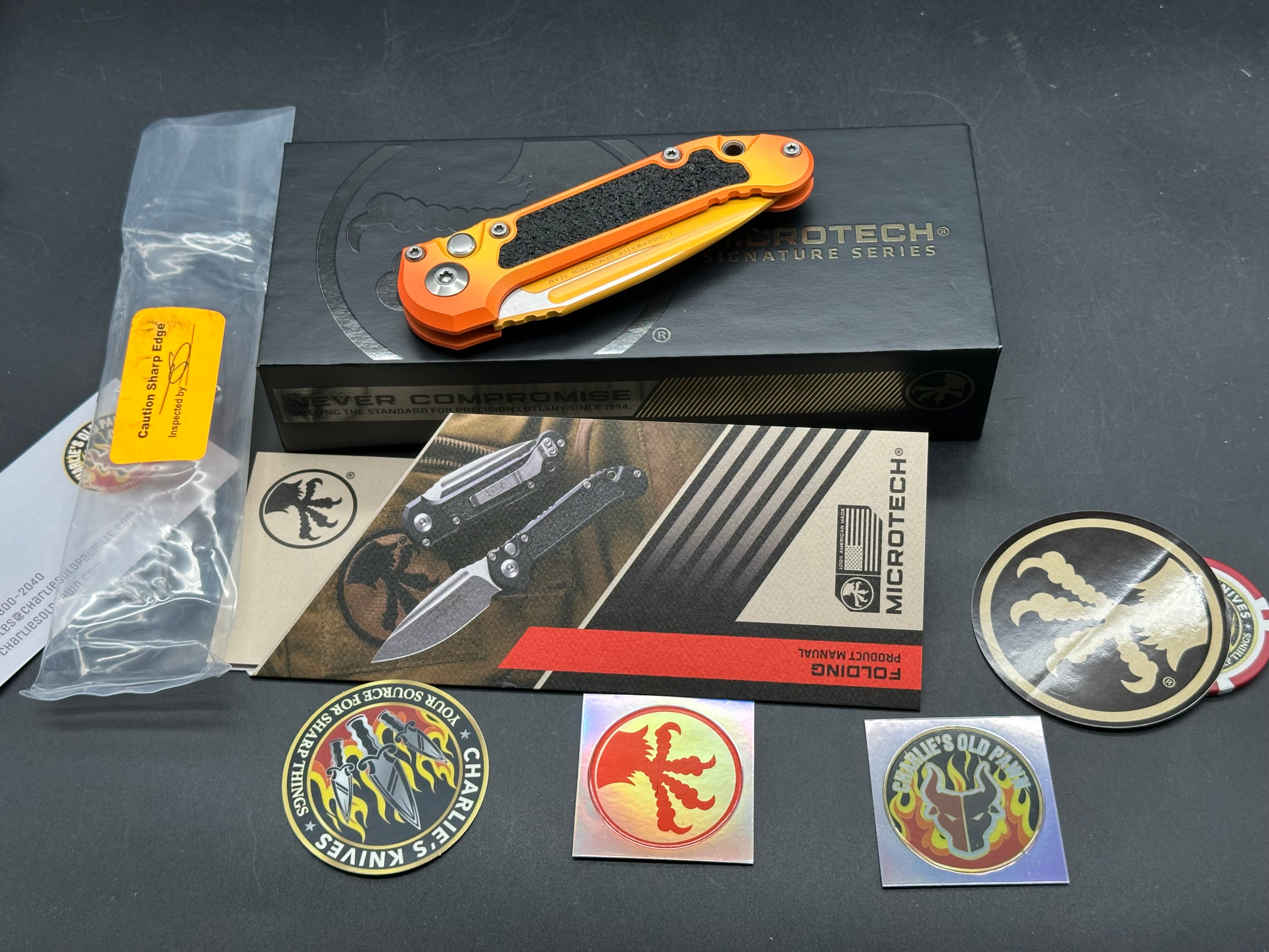 Microtech LUDT Sunrise 1135-1 LPSUS LUDT Gen III drop point sunrise orange