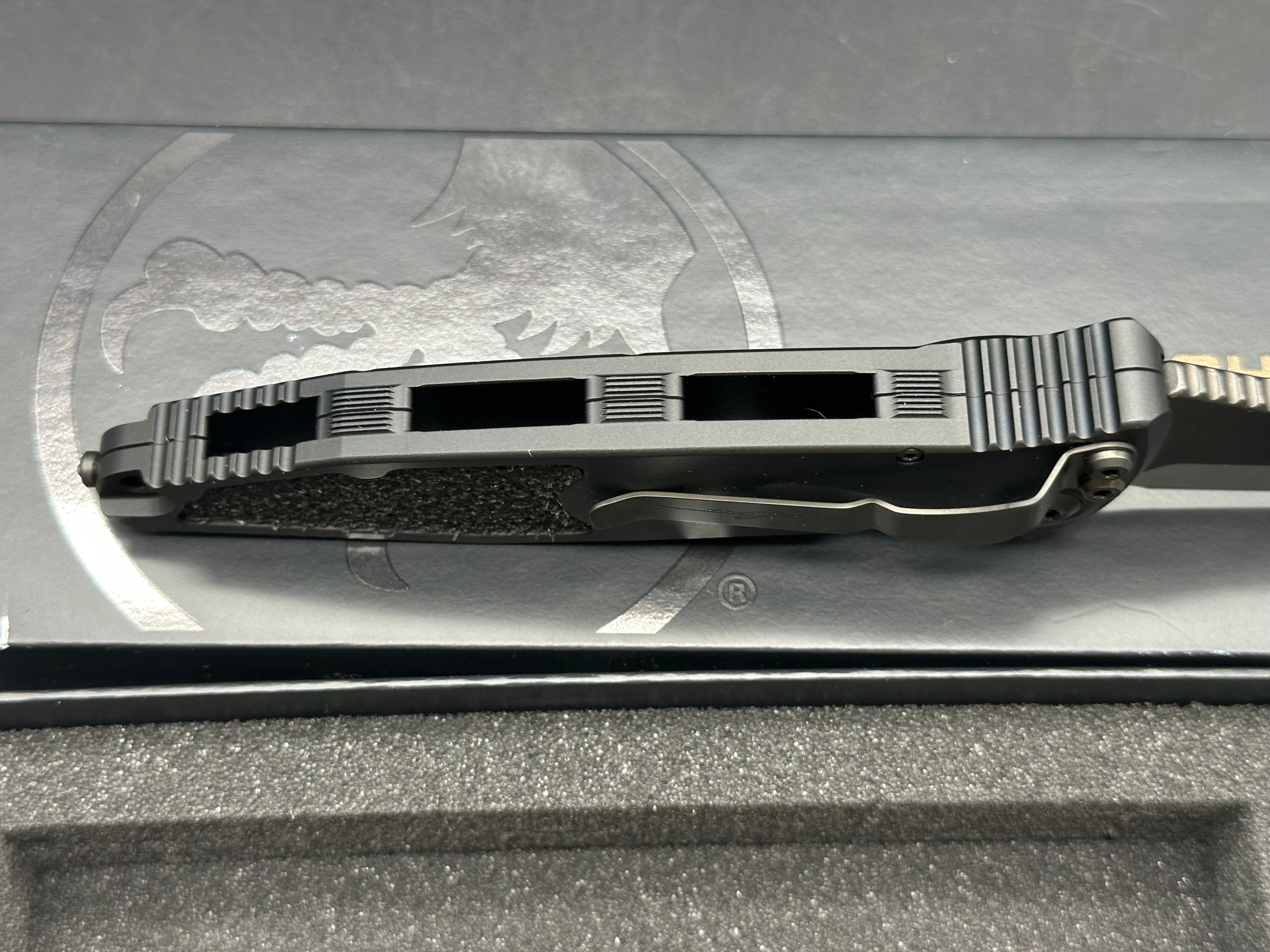 Microtech Socom Elite Shadow Spike Grind Spear Point DLC Deep Engraved Signature Series