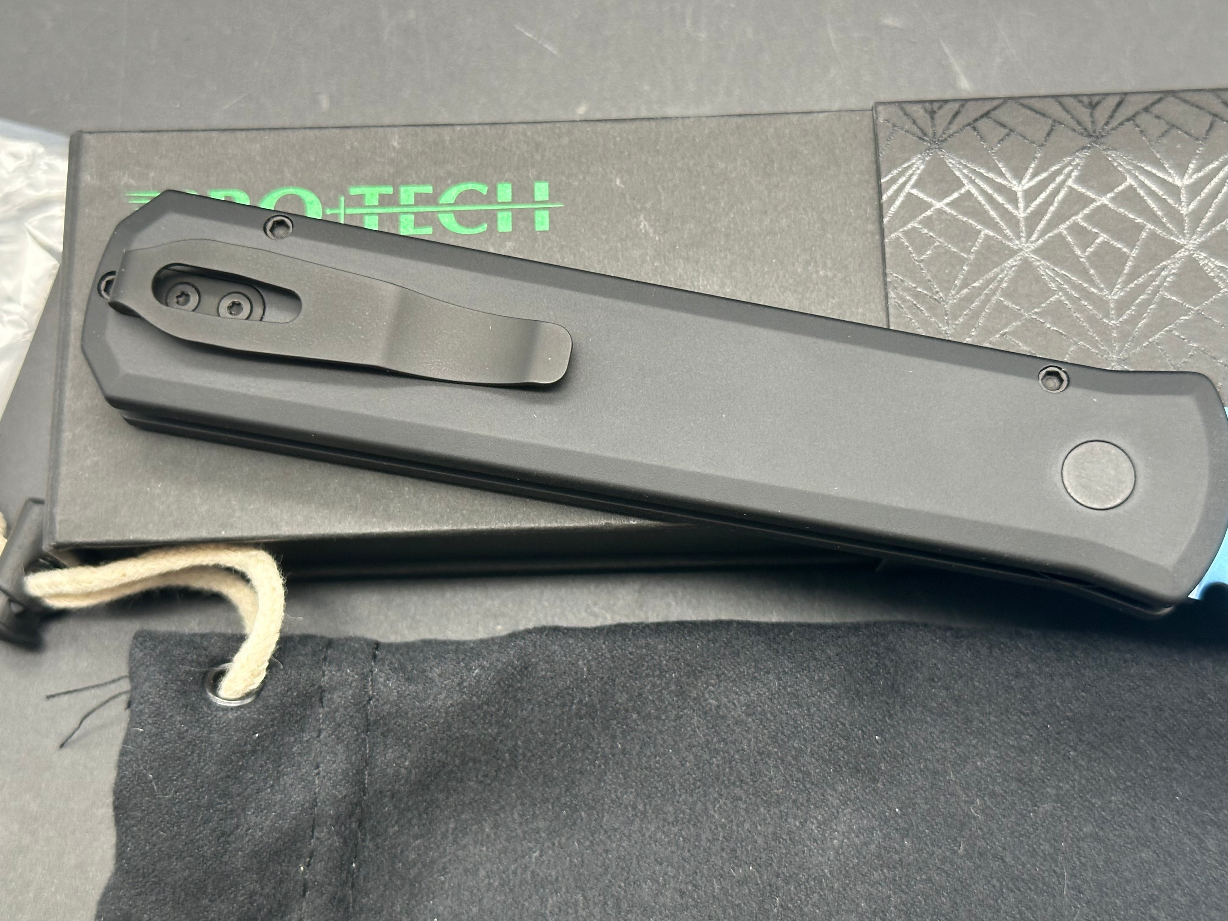 ProTech Godfather - Black Handle - Sapphire Blue Blade