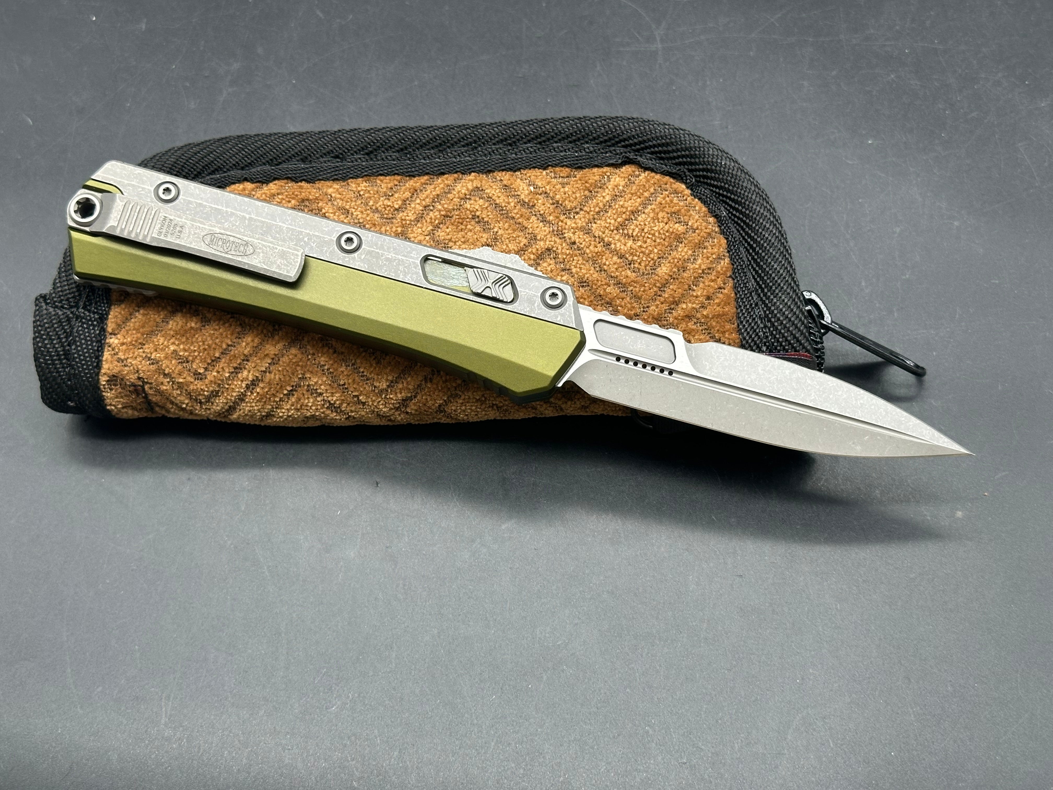 Microtech Glykon Apocolyptic OTF OD Green Aluminum & Gray Titanium Handle, Bohler M390