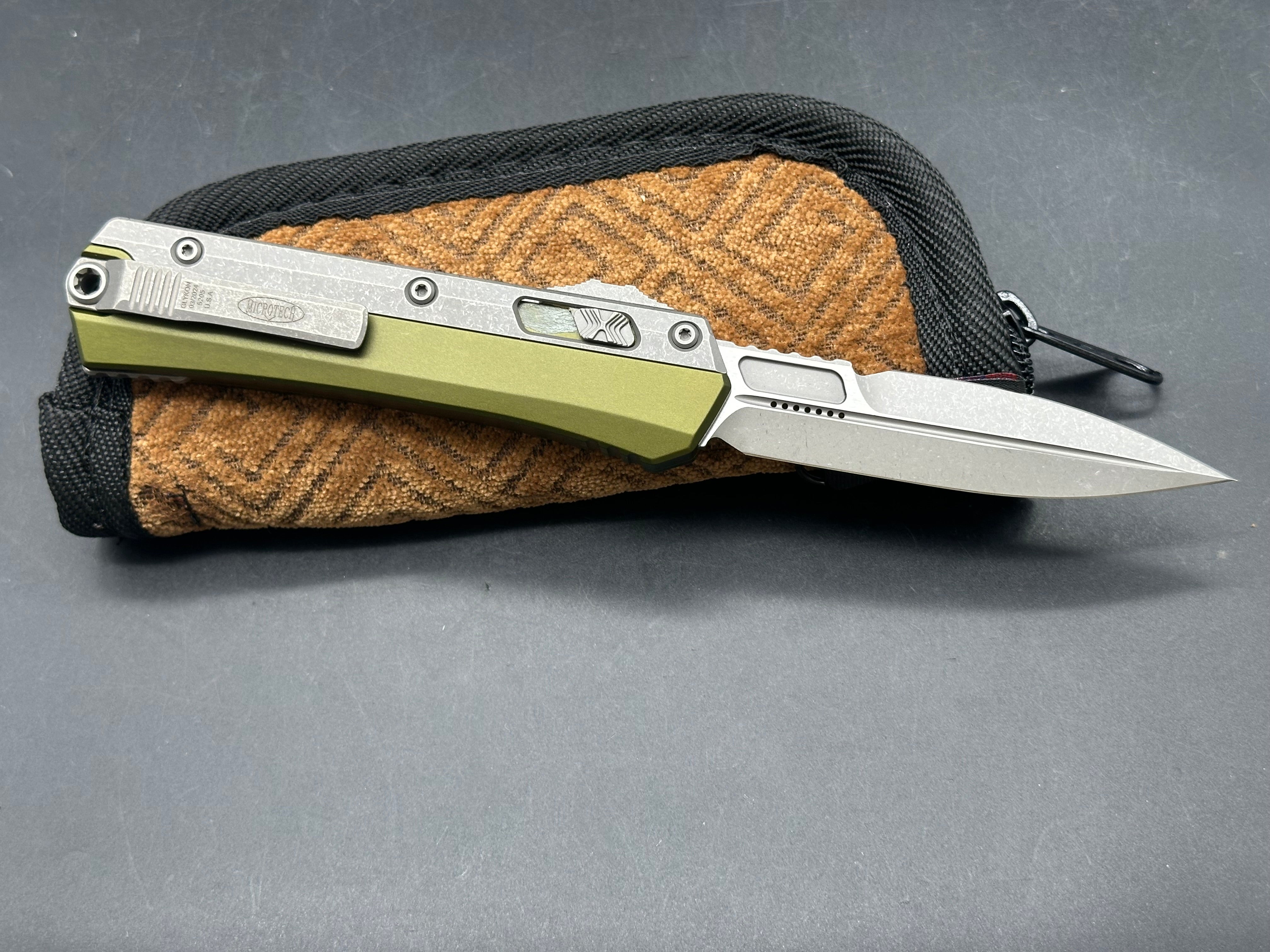 Microtech Glykon Apocolyptic OTF OD Green Aluminum & Gray Titanium Handle, Bohler M390