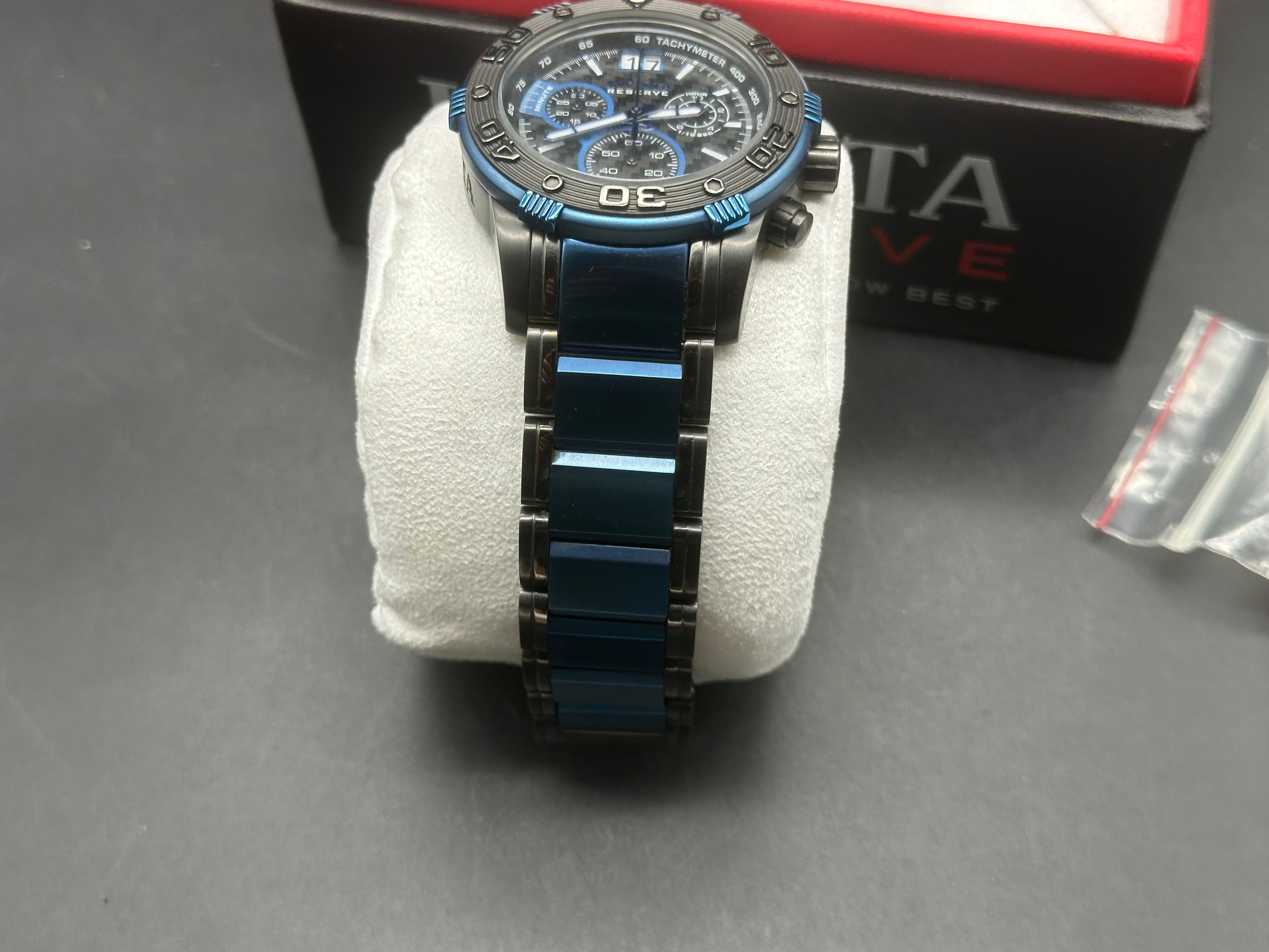 Invicta Reserve black and blue stainless steel watch
