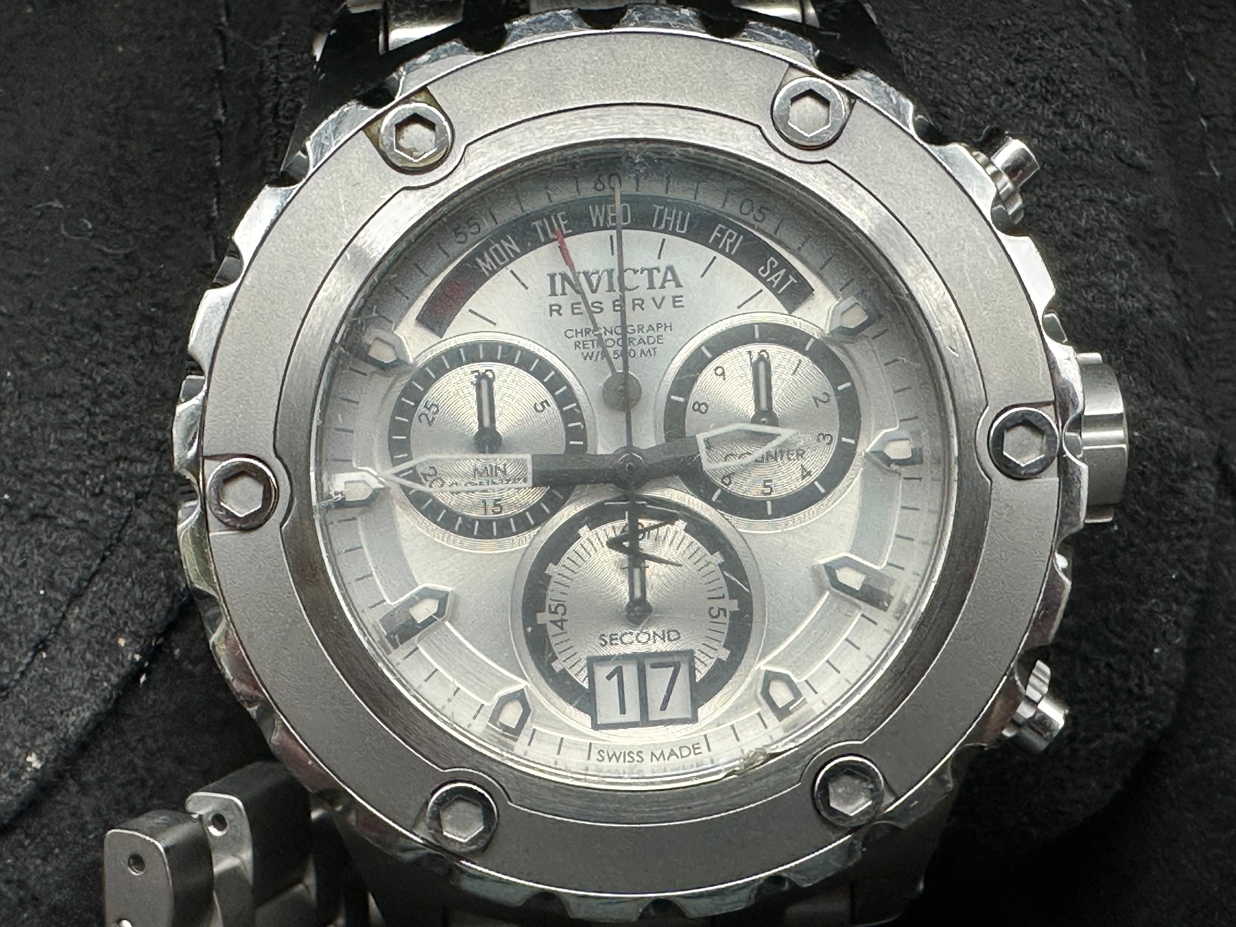 Invicta Reserve Swiss made watch. Stainless steel case and strap