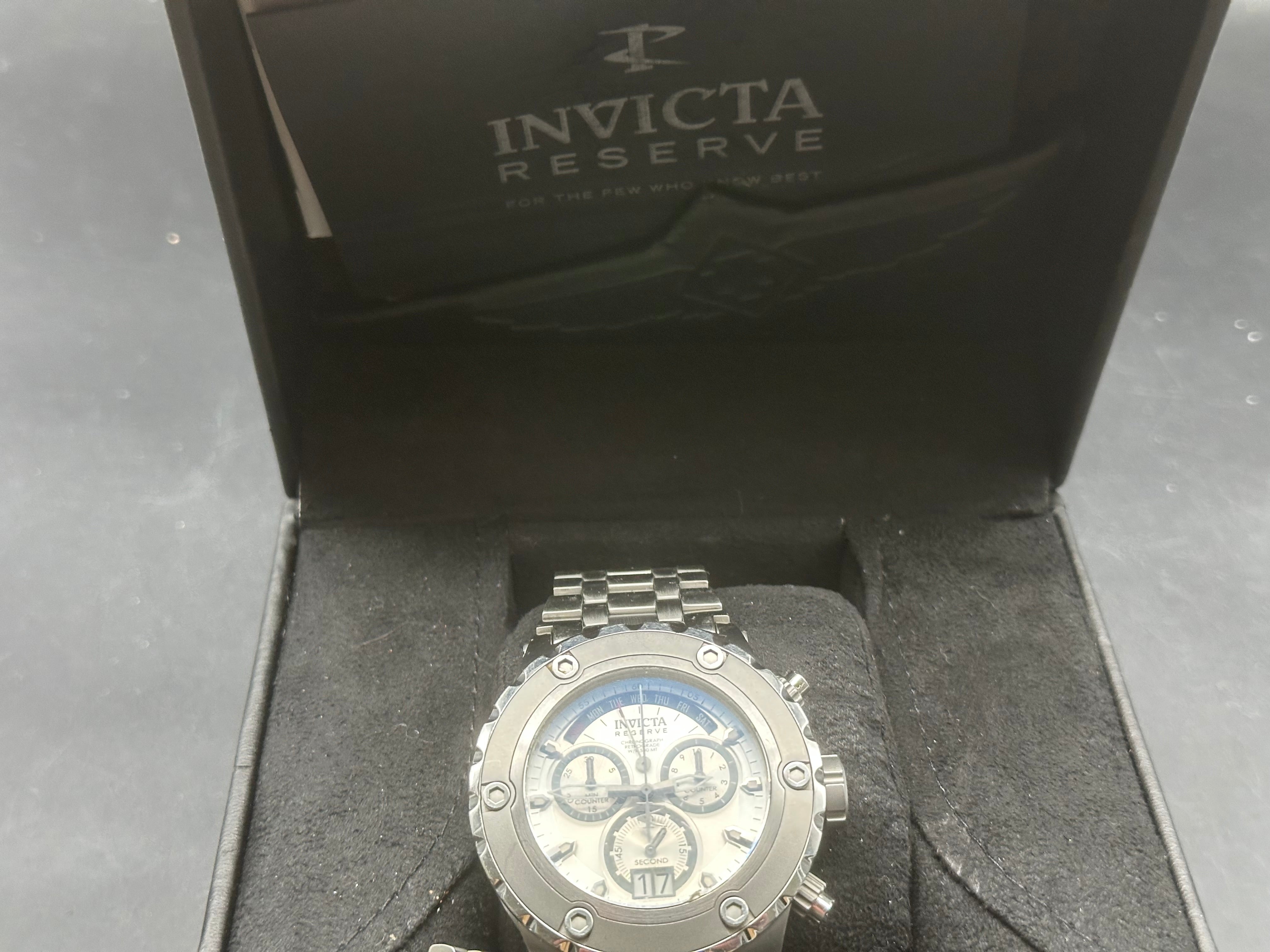 Invicta Reserve Swiss made watch. Stainless steel case and strap