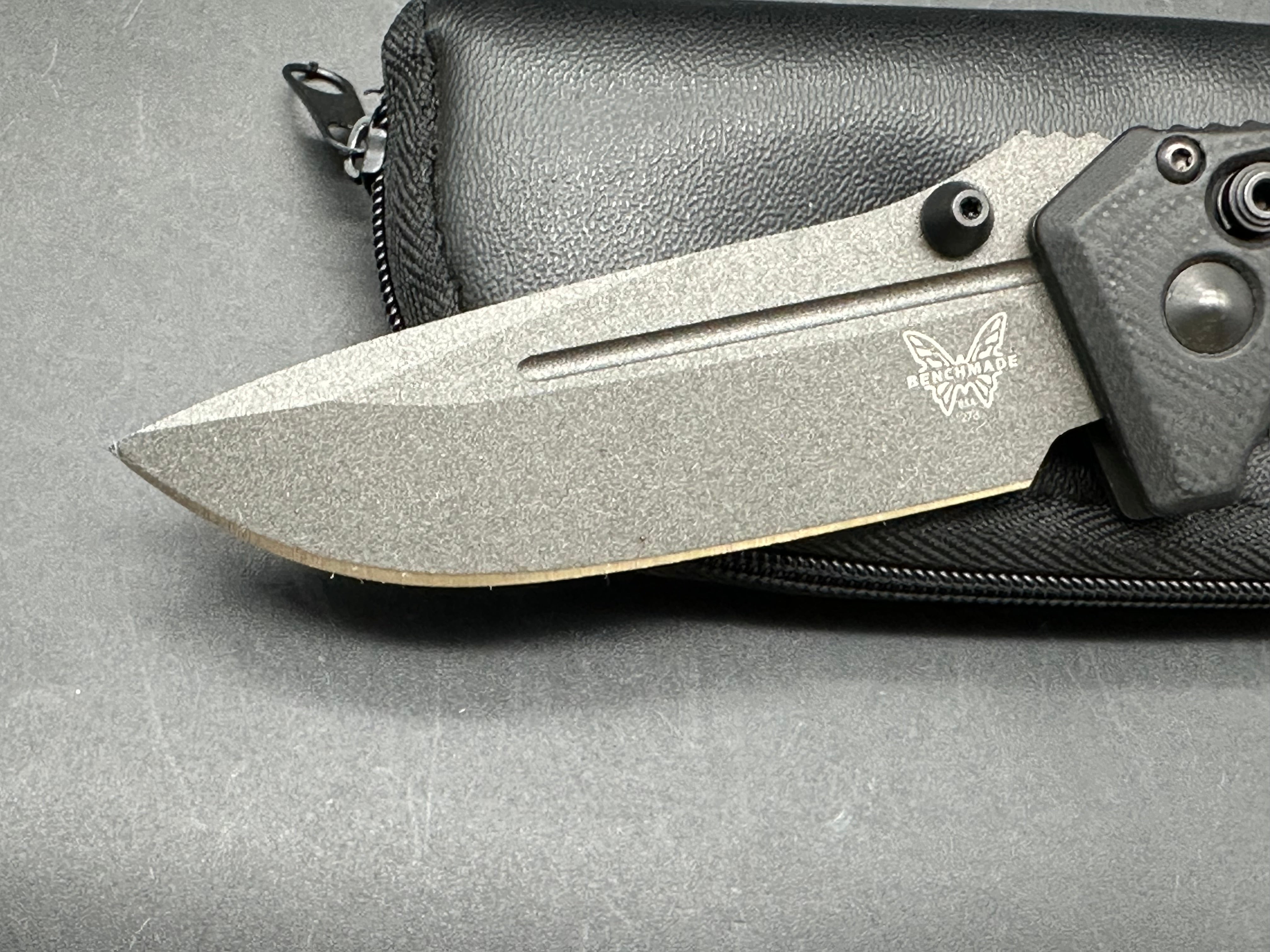 Benchmade Mini Adamas Black G-10 Handle Gray Cerakote CPM-CRUWEAR (3.30” DP) Blade