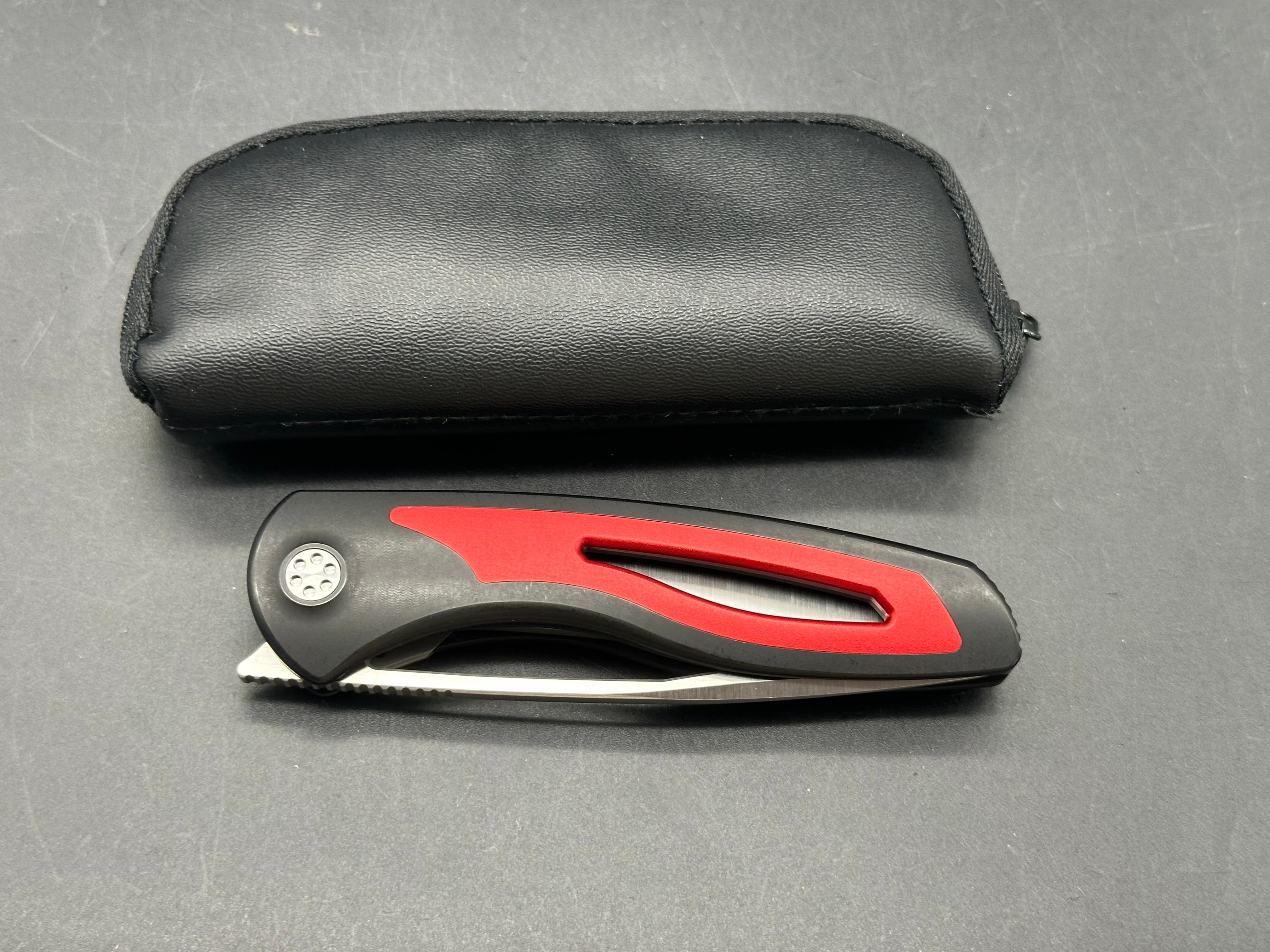 Sharp By Design Apex Black & Red Titanium Handle, CPM-S90V (3.50” Satin DP) Blade