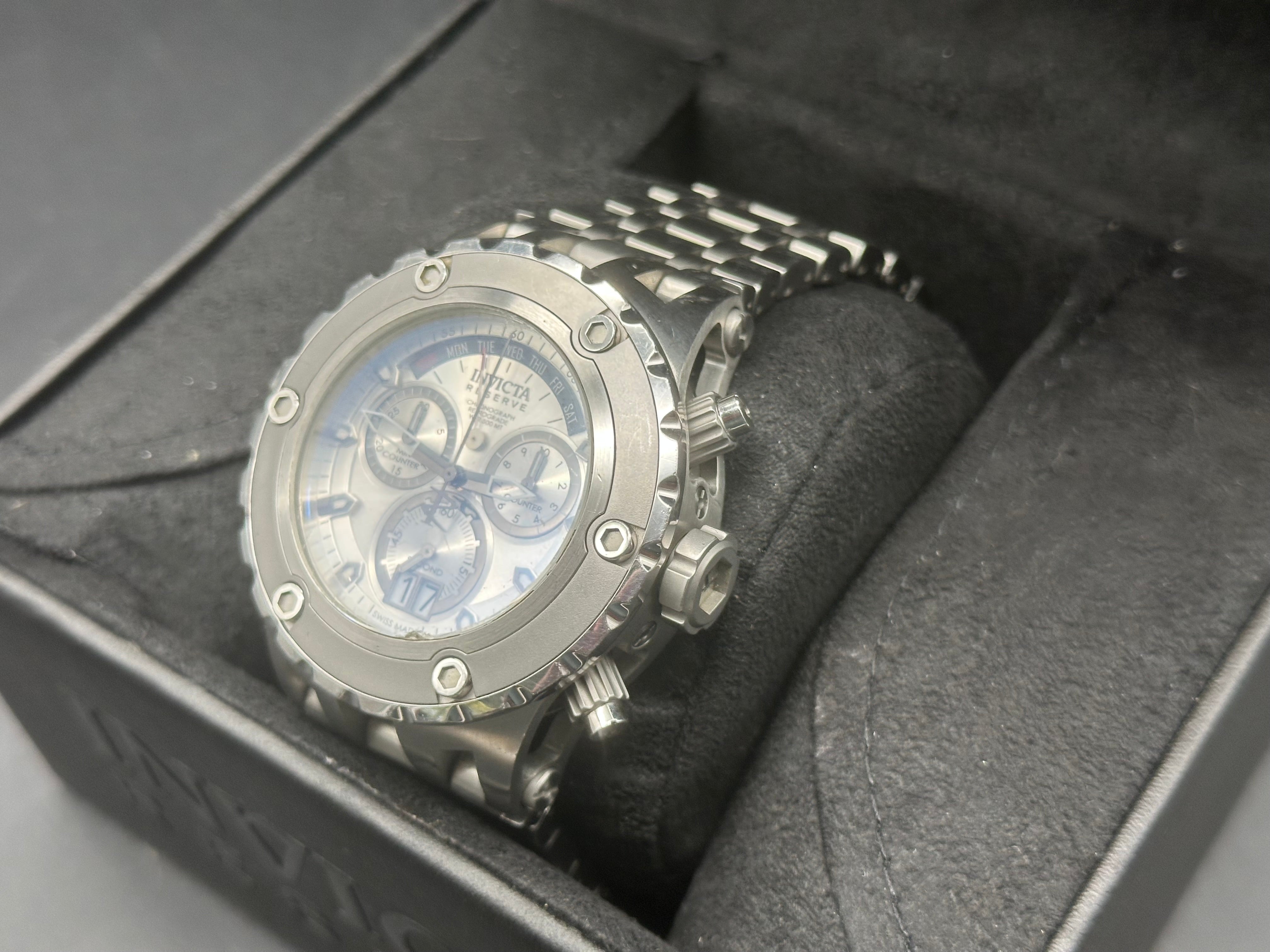 Invicta Reserve Swiss made watch. Stainless steel case and strap