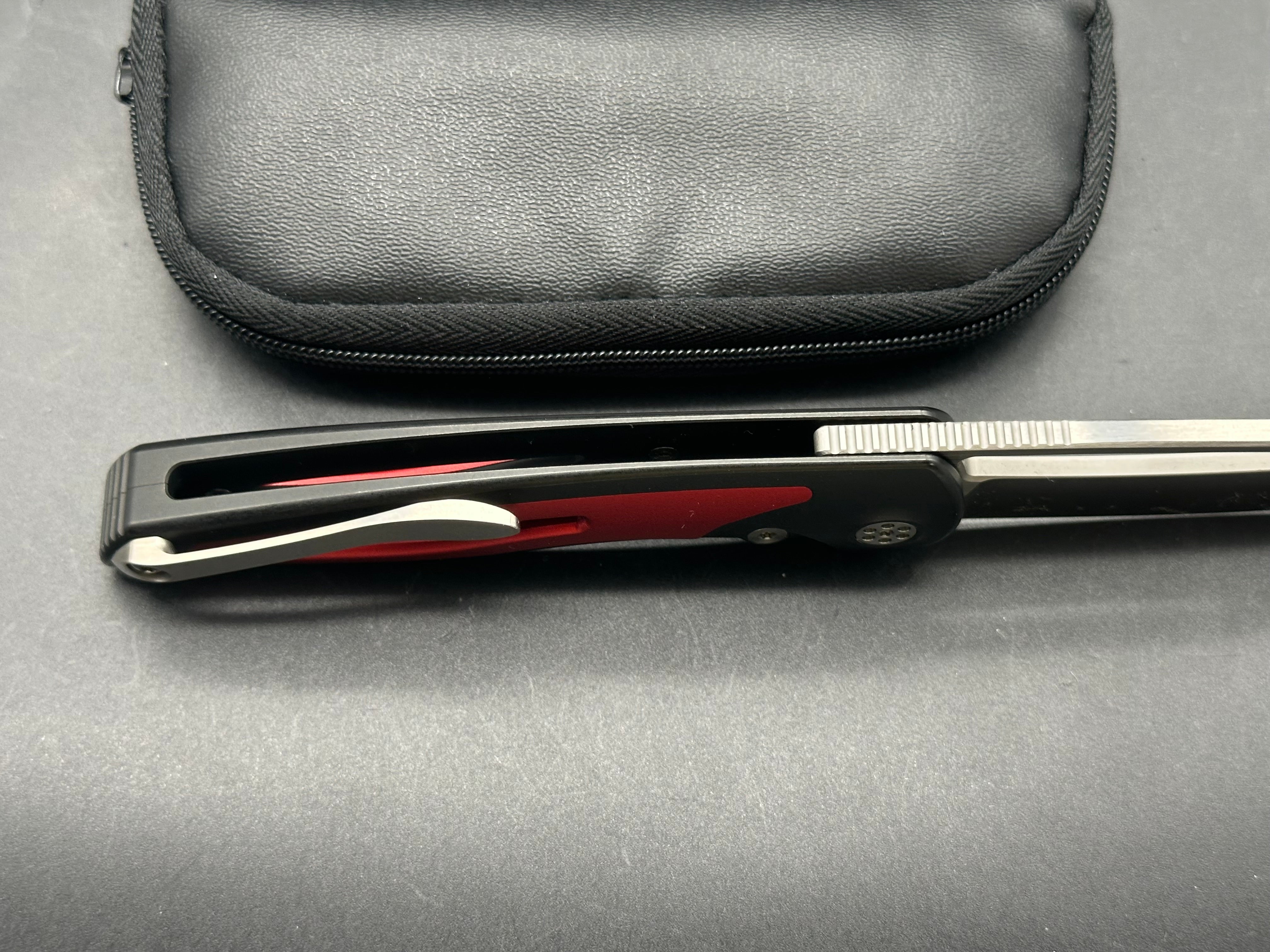 Sharp By Design Apex Black & Red Titanium Handle, CPM-S90V (3.50” Satin DP) Blade