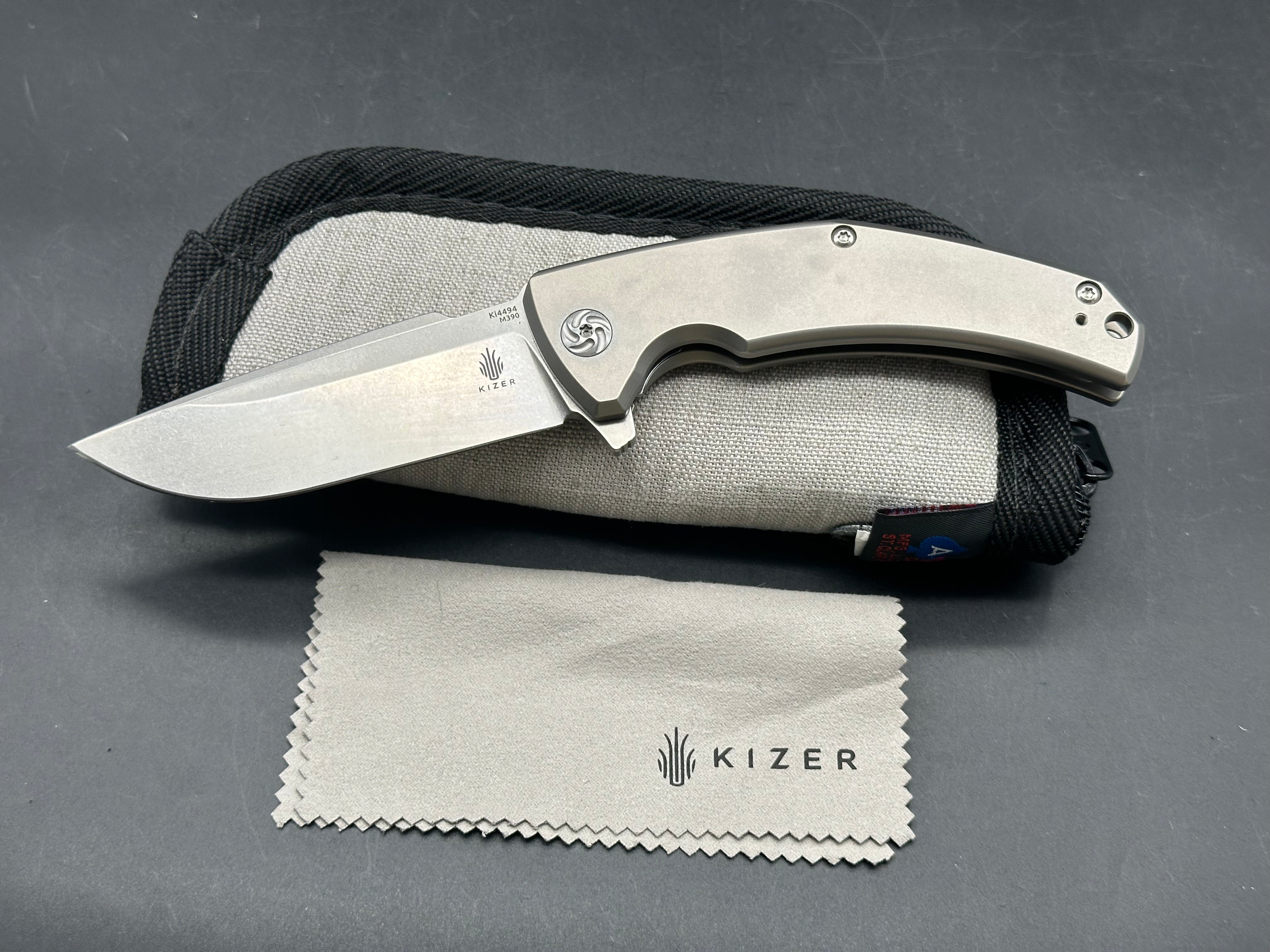 Kizer Mjolnir Titanium Handle, Bohler M390 (3.75” SW DP) Blade