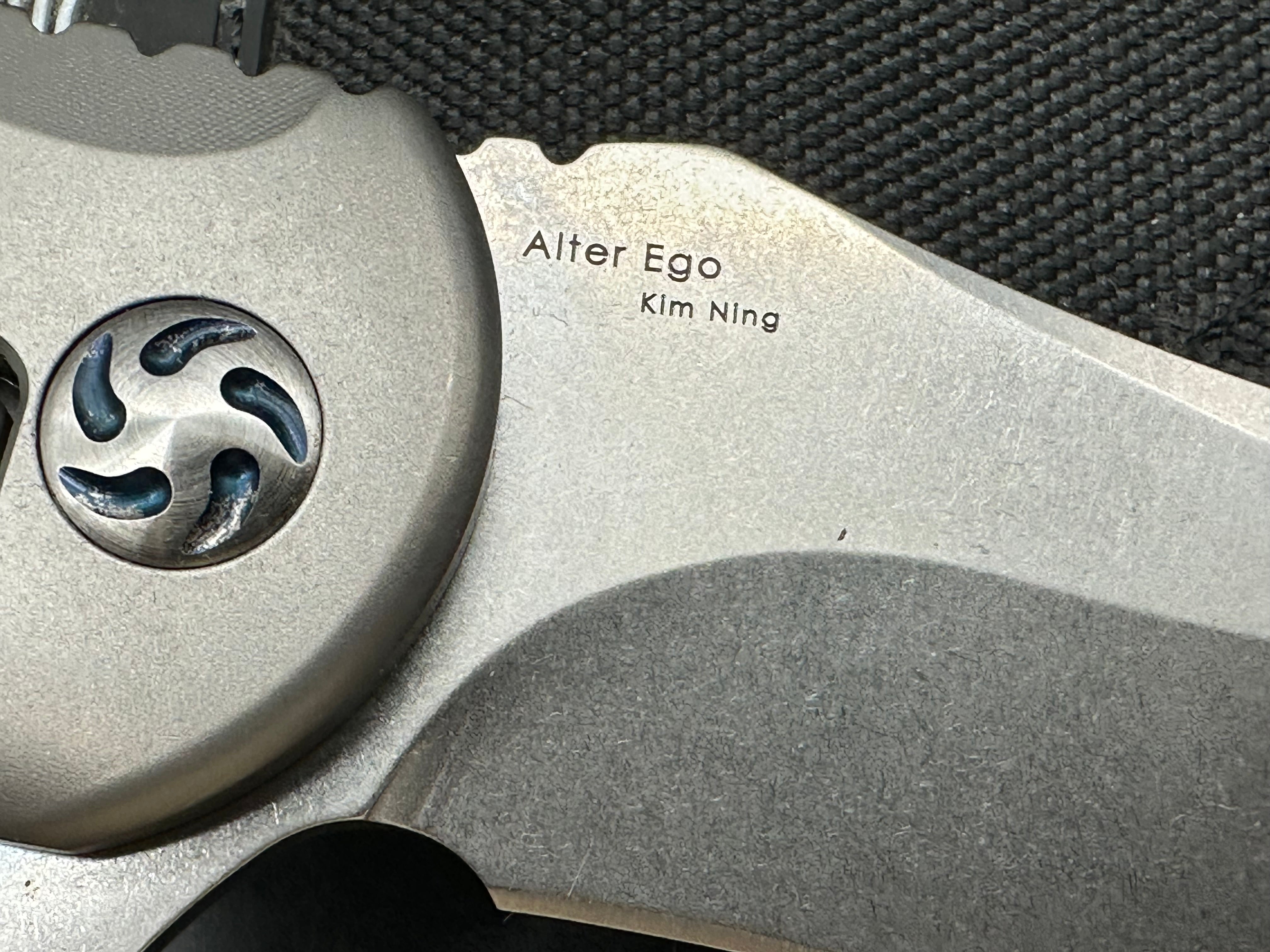 Kizer Alter Ego Titanium Handle, Blue Anodized Hardware, CPM-S35VN (3.50” SW DP) Blade