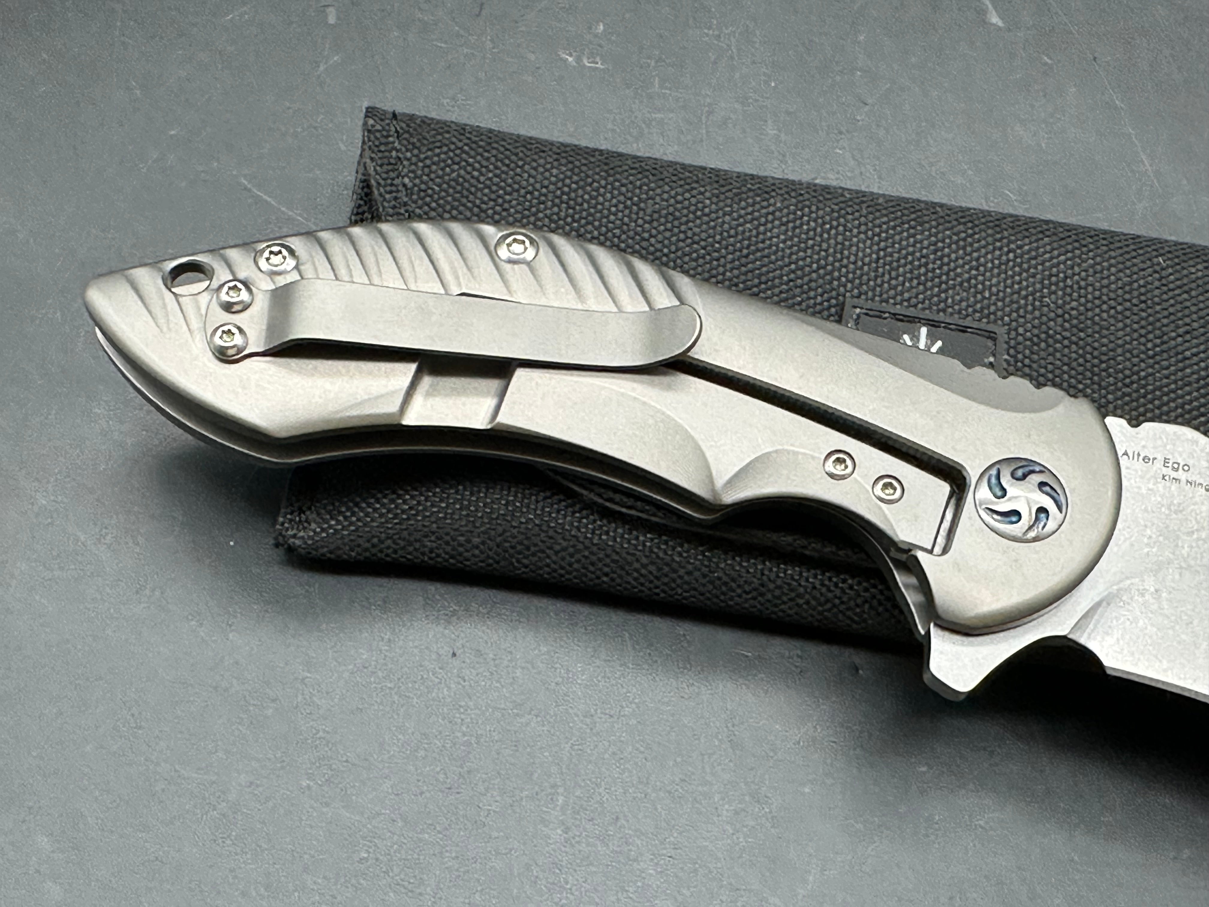 Kizer Alter Ego Titanium Handle, Blue Anodized Hardware, CPM-S35VN (3.50” SW DP) Blade