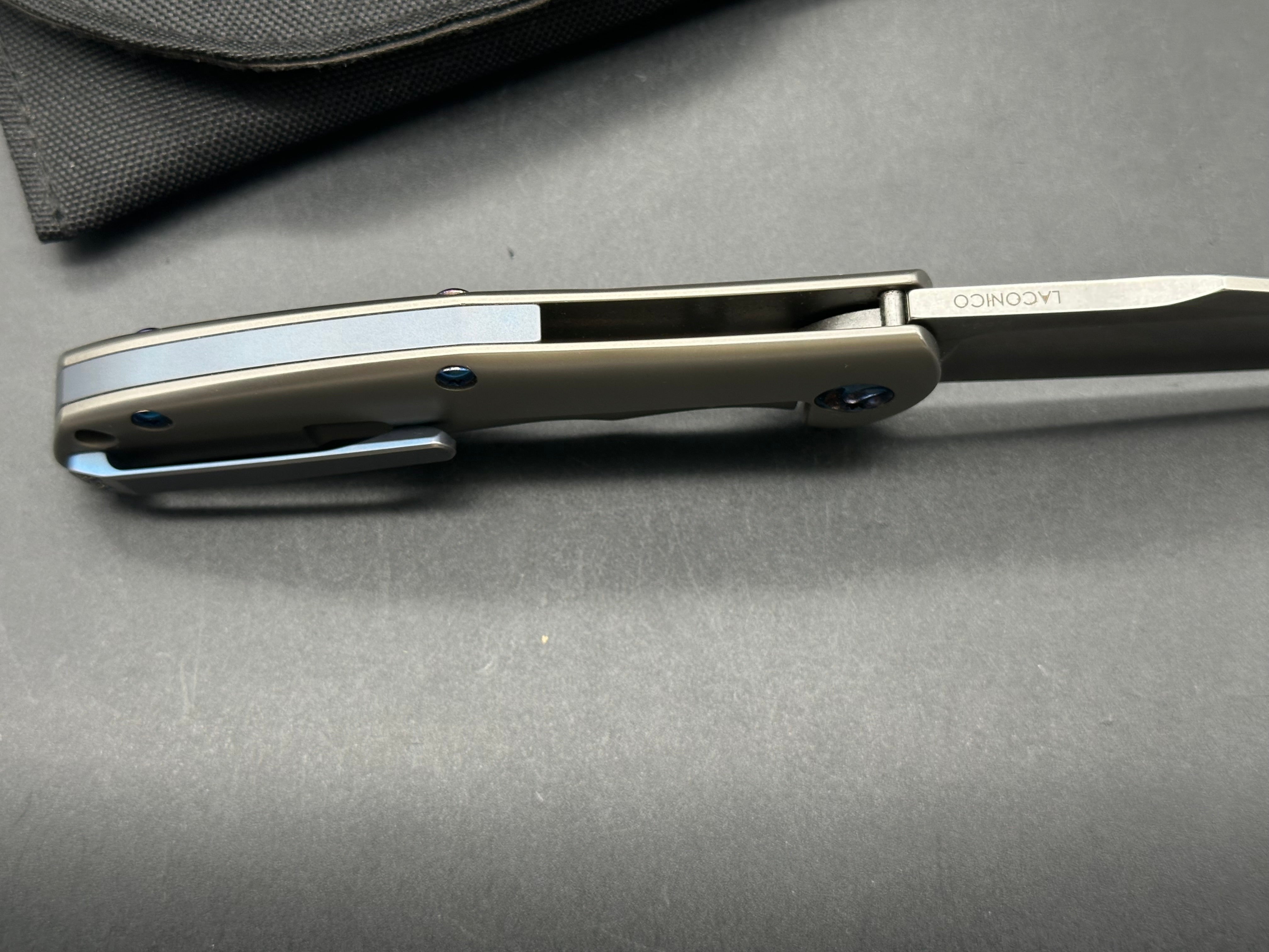 Kizer Intrepid Titanium Handle, Blue Anodized Hardware, CPM-S35VN (3.625” SW CP) Blade